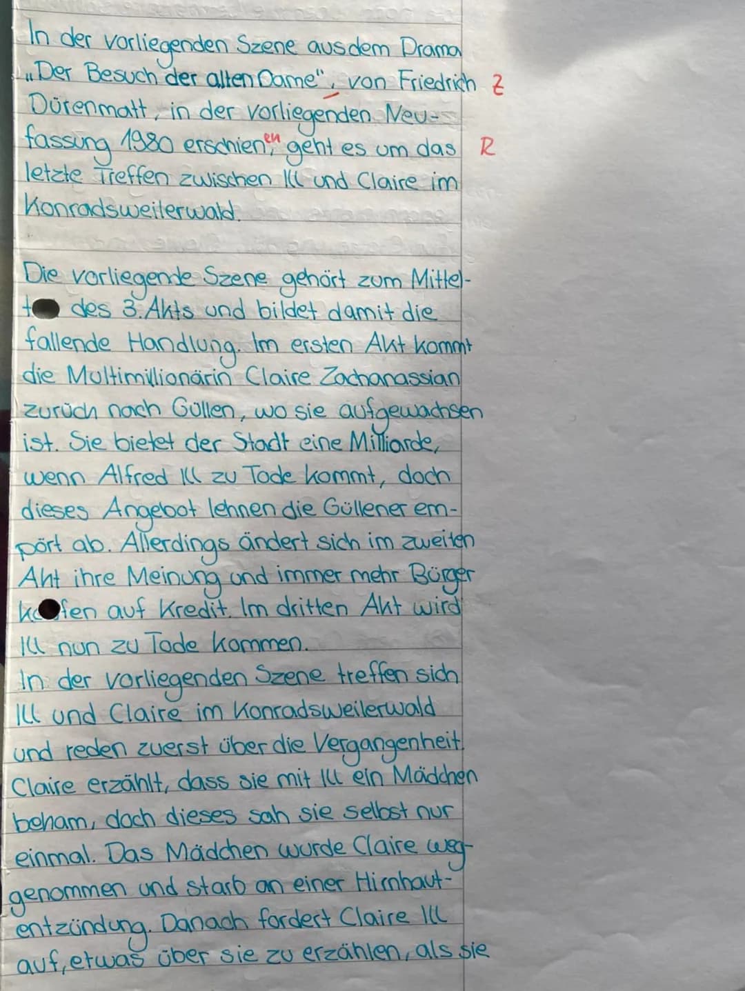 # Aufgabe: Verfasse eine Dramenszenenanalyse, indem Du folgende Szene aus dem Drama „Der
Besuch der alten Dame" von Friedrich Dürrenmatt int