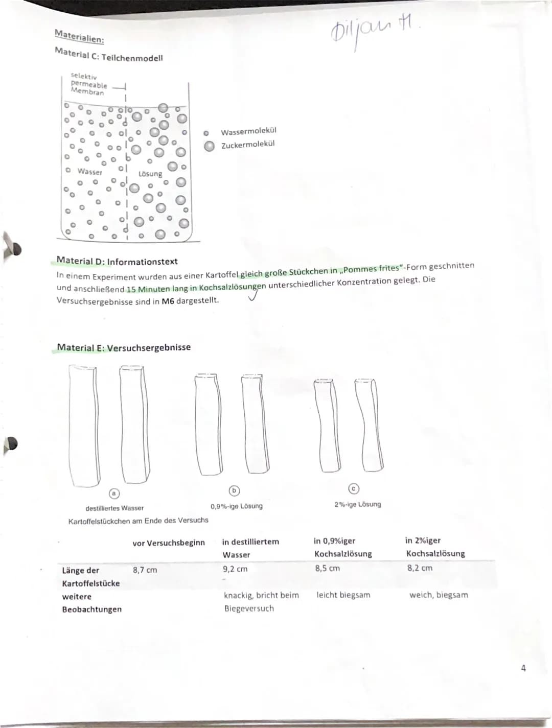 Name:

1. Klausur des EF-Biologie-Grundkurs 1+3 (BUTE)
07.10.2021
Bearbeitungszeit: 90 Minuten
Aufgabe 2: Diffusion und Osmose

Diljan 11.

