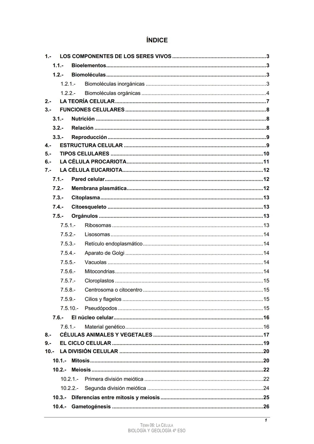 
<h2>Tema 4: La Célula</h2>
<h3>Los componentes de los seres vivos</h3>
<h4>1.1. Bioelementos:</h4>
<p>La materia orgánica presenta caracter