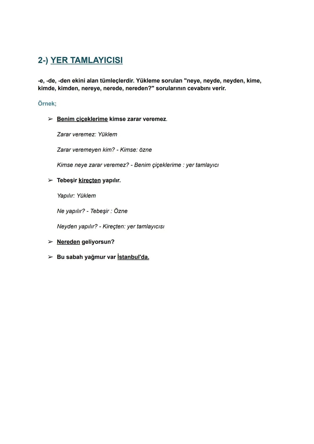 # Cümlenin Öğeleri

Öğe; cümleyi oluşturan bölümlerin her birine öğe denir.

## TEMEL ÖĞELER

A) Yüklem

B) Özne (Kim? Ne?)

→ Gerçek Özne


