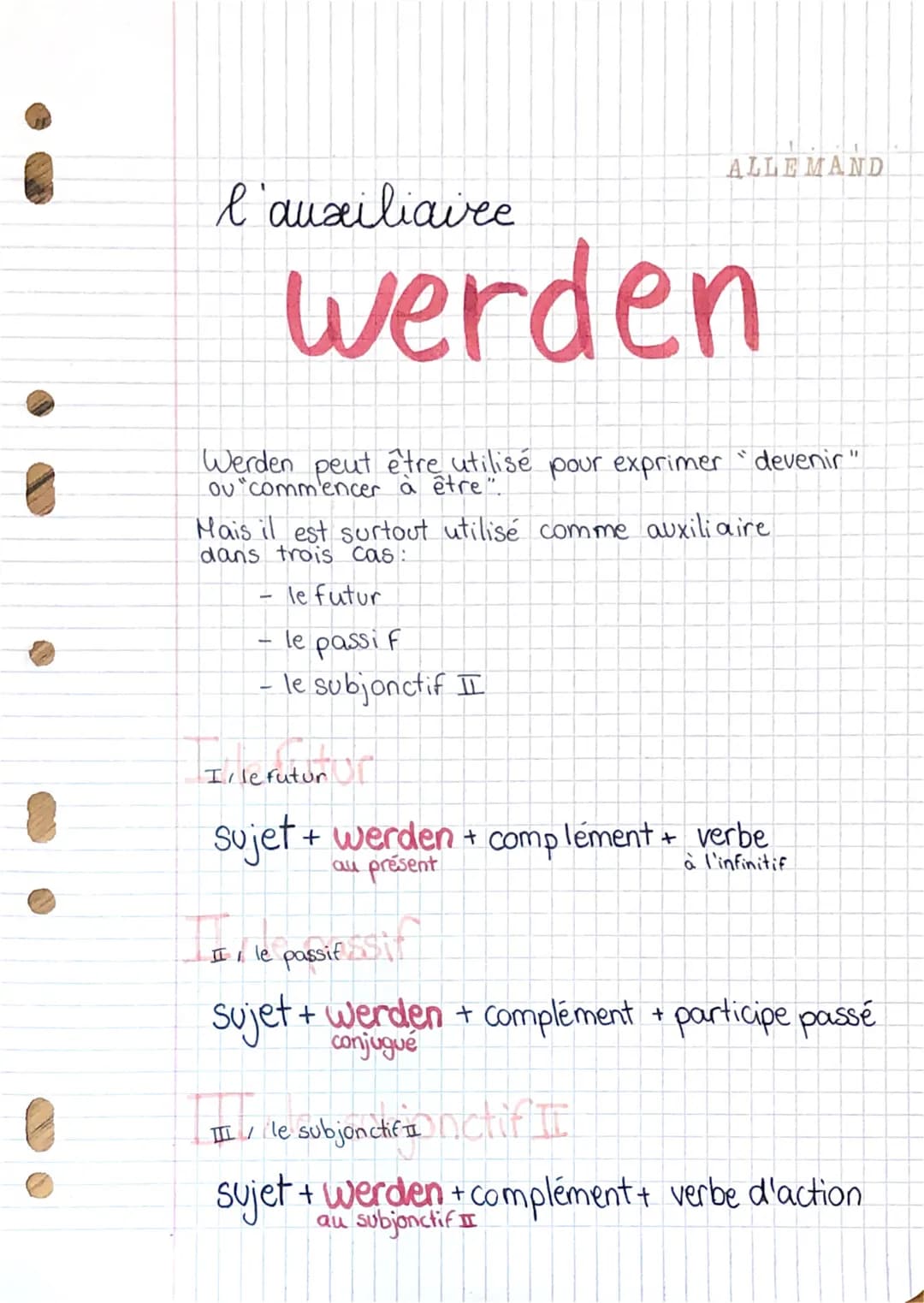 ALLEMAND

l'auxiliaire

werden

Werden peut être utilisé pour exprimer "devenir"
ou "commencer à être".

Mais il est surtout utilisé comme a