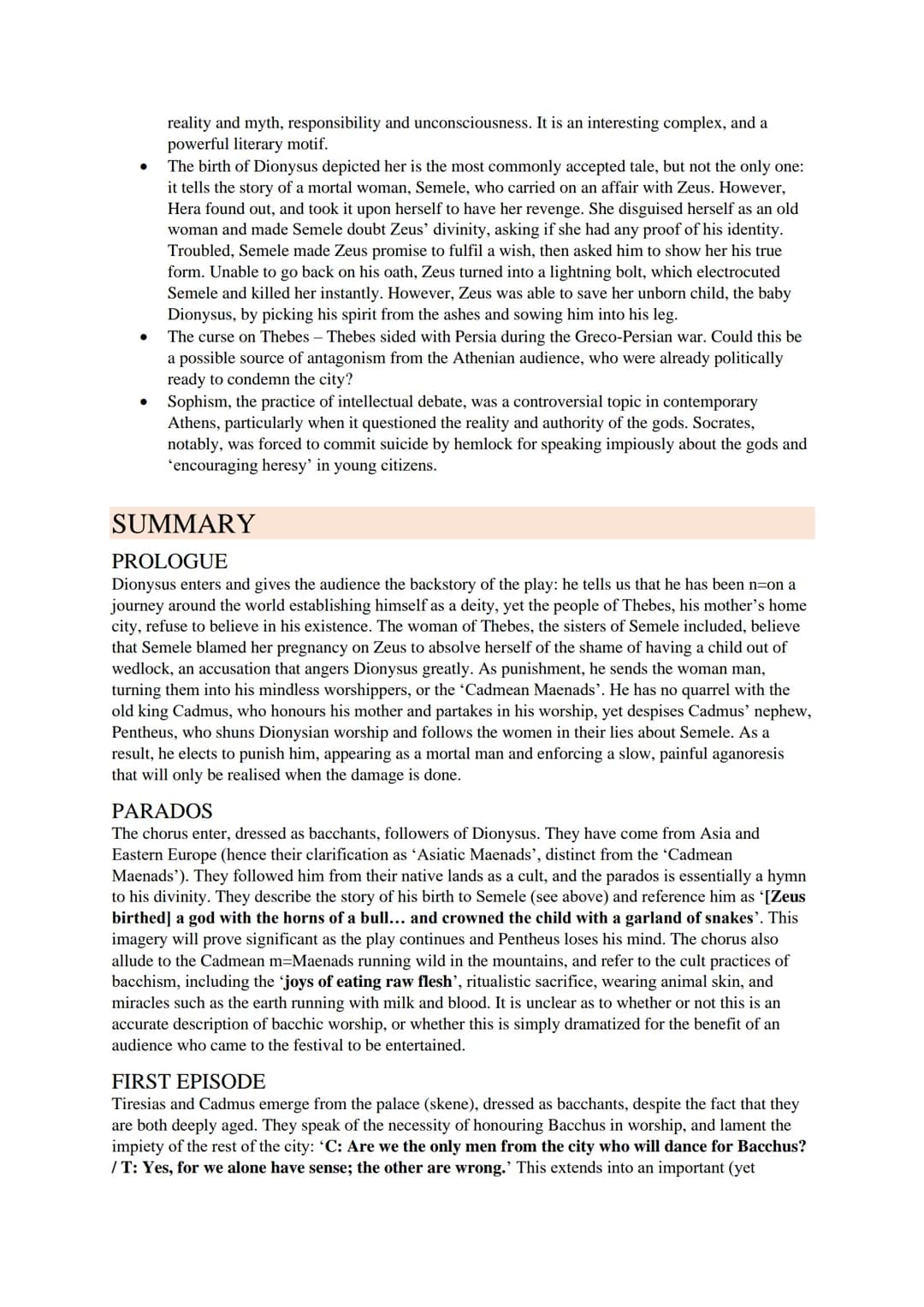 # 'BACCHAE' STUDY GUIDE

CONTEXT

EURIPIDES

- One of the three great Athenian tragedians, along with Aeschylus and Sophocles
- Famous for h
