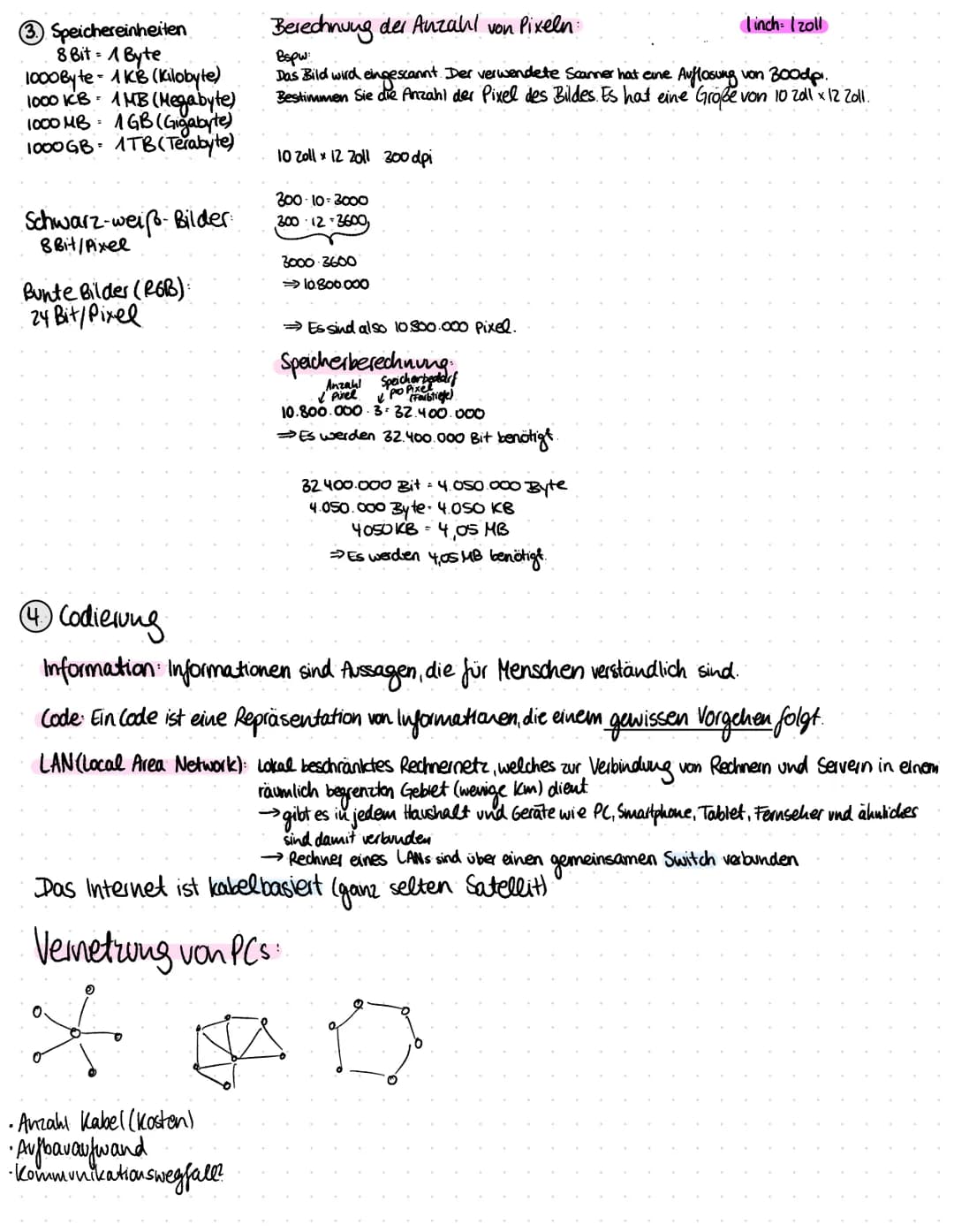 # INFORMATIK LERNZETTEL

Umrechnungen

Dezimal Binärsystem Binar Dezimalsystem

142, 100011102

142:2-71RO

71:2-35R1

35:2:17 R1

17:28RI

