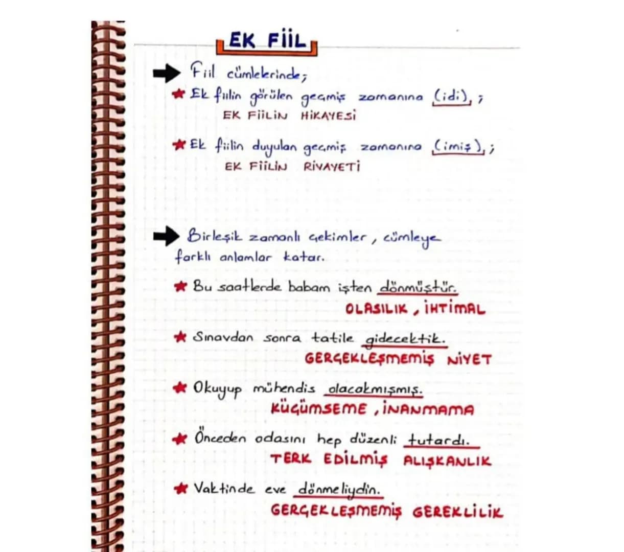 # EK FİİL

→İsimlere gelerek onları cümlede yüklem yapan,

→Basit zamanlı fiillere gelerek onları birleşik zaman-

lı yapan; "-i" fiilidir.

