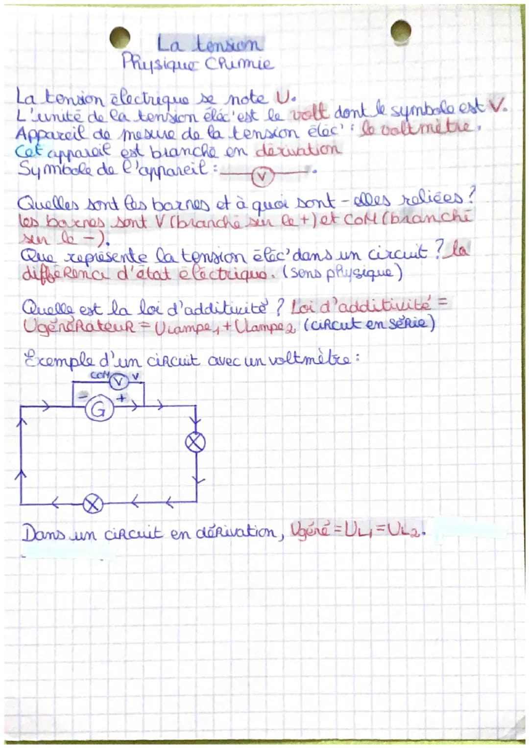 # La tension
Physique Chimie

La tension électrique se note Vo
L'unité de la tension éléc'est le volt dont le symbole est V.
Appareil de mes