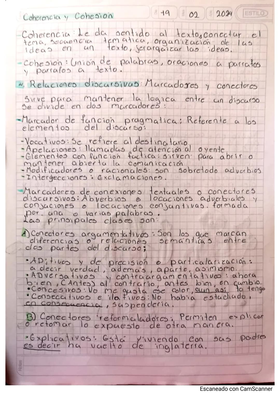 # Coherencia y Cohesion

19022024 ESTILO

- Coherencia Le da sentido al textos conectar el
tema, secuencia tematica, organización de las
ide