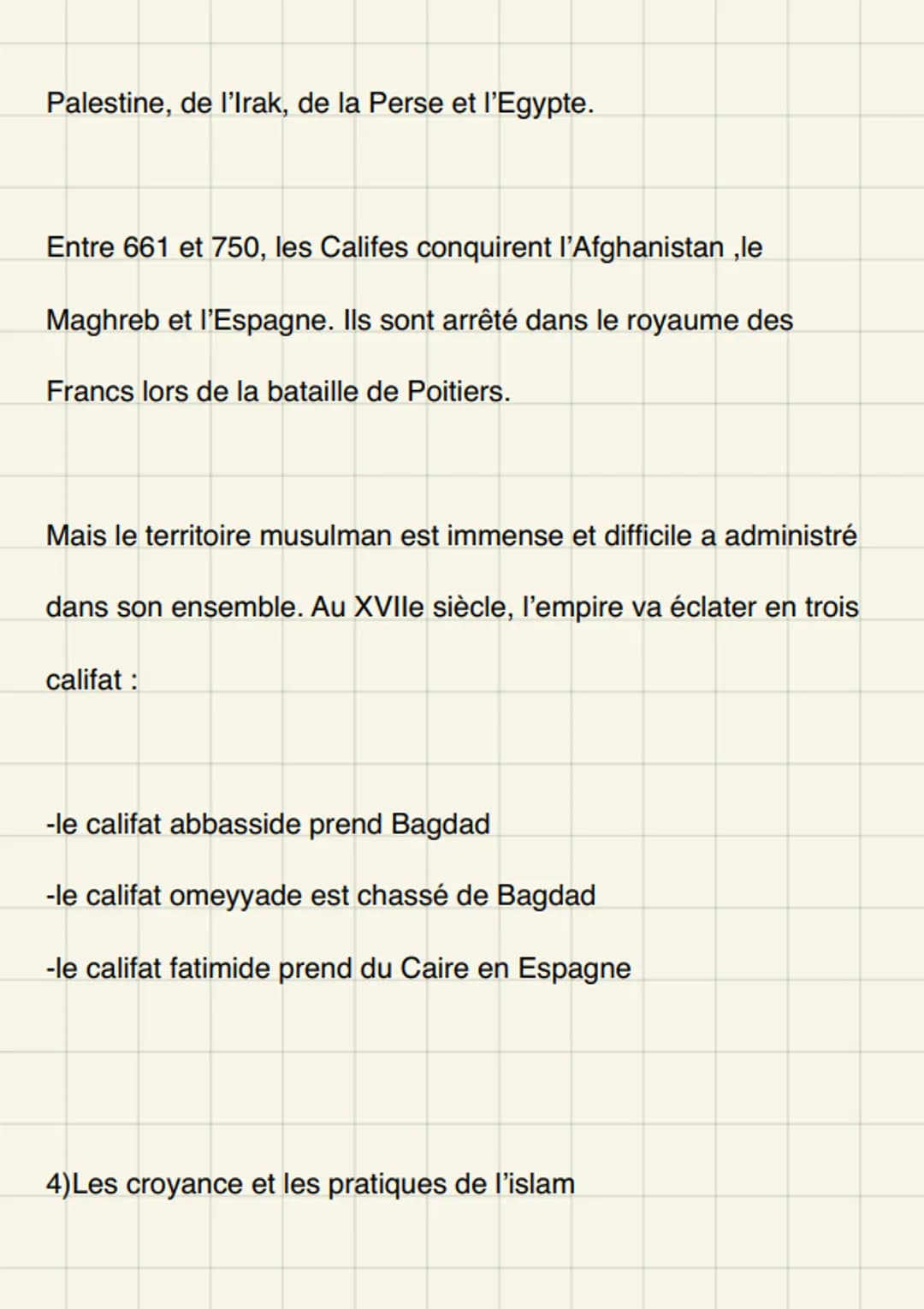 # L'islam

Une religion, un empire

Au au début du, les arabes c'est pour la plupart polythéistes.
Mohamed, on travailler on va annoncer une