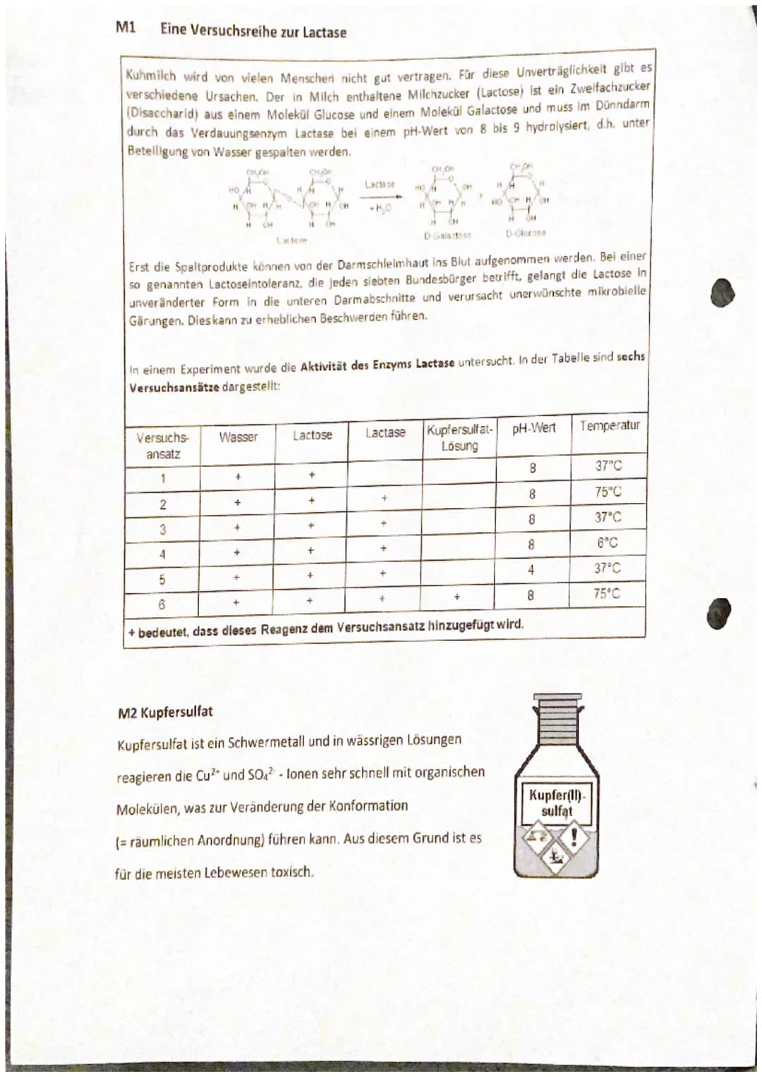EF Biologie
Klausur Nr. 2-Enzymatik
04.03.2022
Name:

Aufgabe 1: Lactase

1.1 Beschreiben Sie den Aufbau sowie die allgemeinen Funktionen va