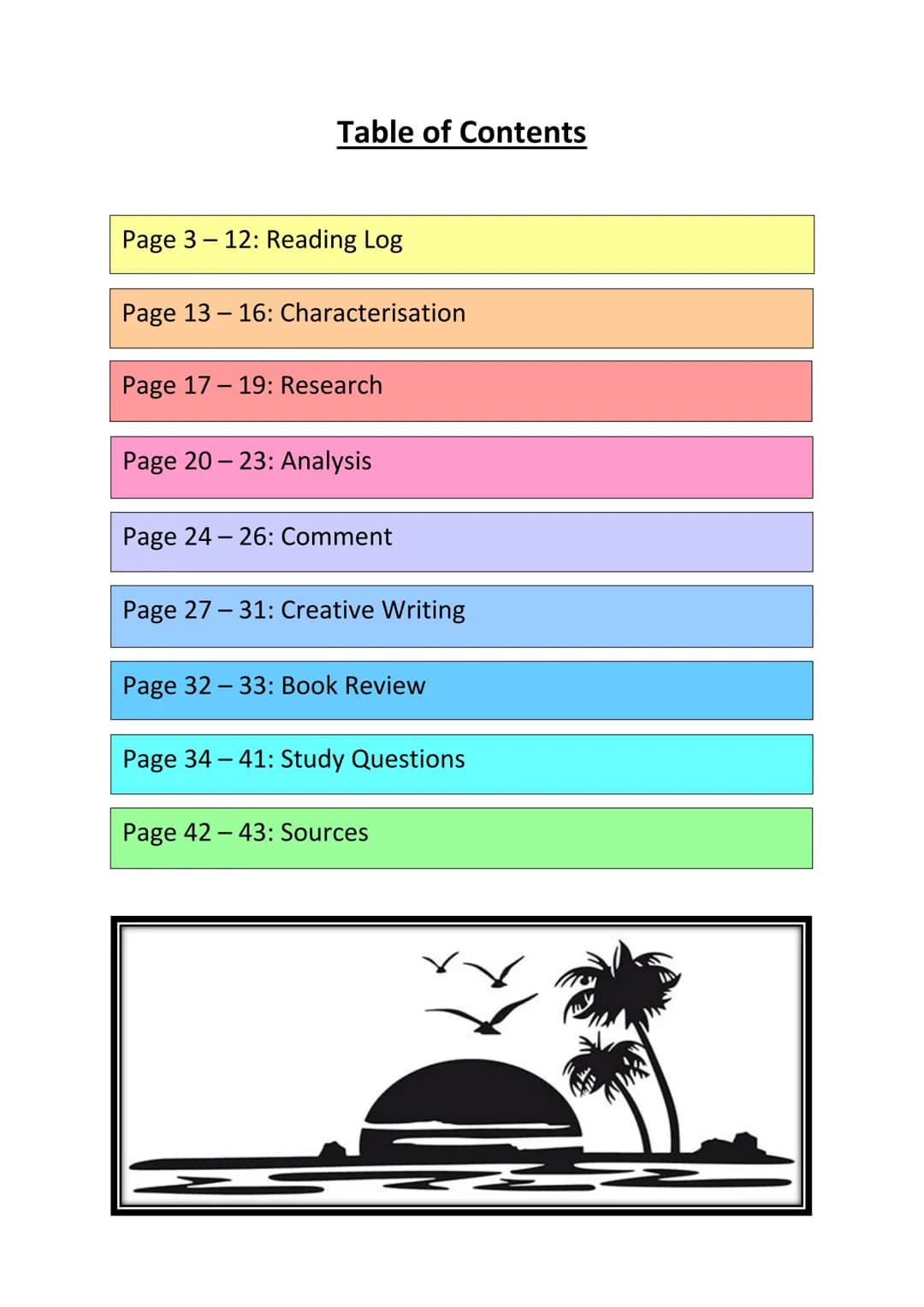 DAVID FERMER

Coast to Coast

Cornelsen

Mia ~school goes easier~ Table of Contents

Page 312: Reading Log

Page 13-16: Characterisation

Pa