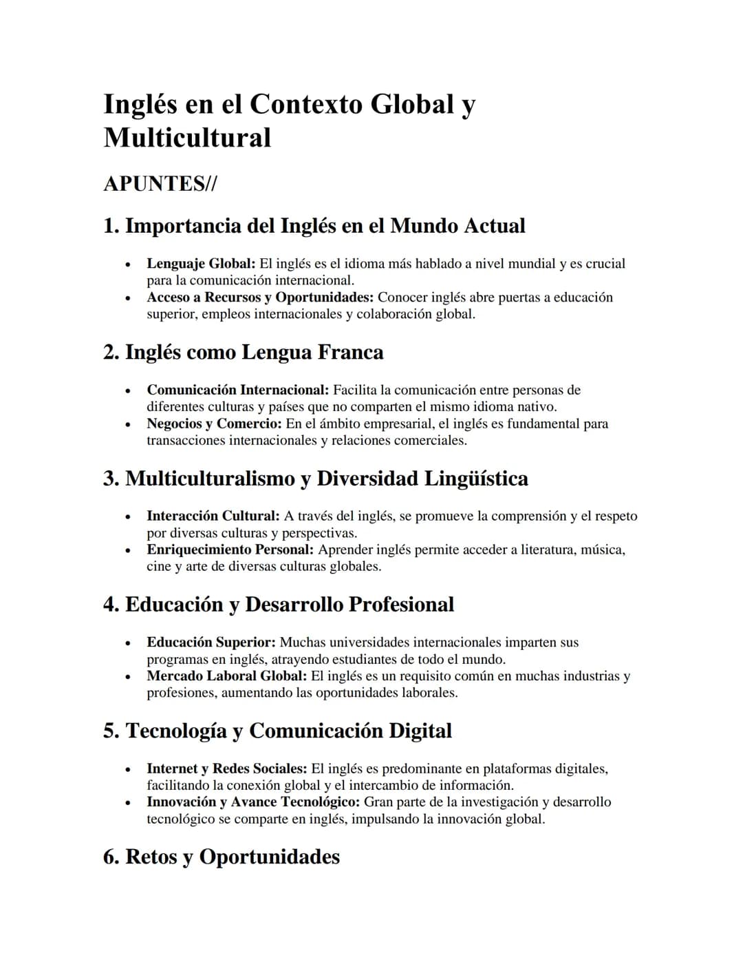 # Inglés en el Contexto Global y
Multicultural

APUNTES//

1. Importancia del Inglés en el Mundo Actual

*   Lenguaje Global: El inglés es e