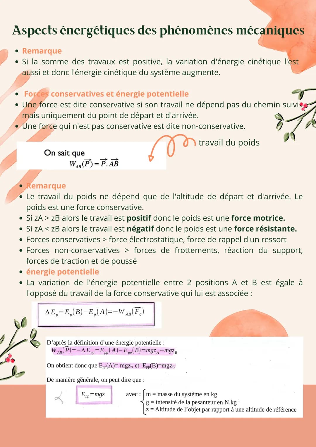 # Aspects énergétiques des phénomènes mécaniques

• Travail d'une force constante

• Une force est constante lorsque sa direction, son sens 