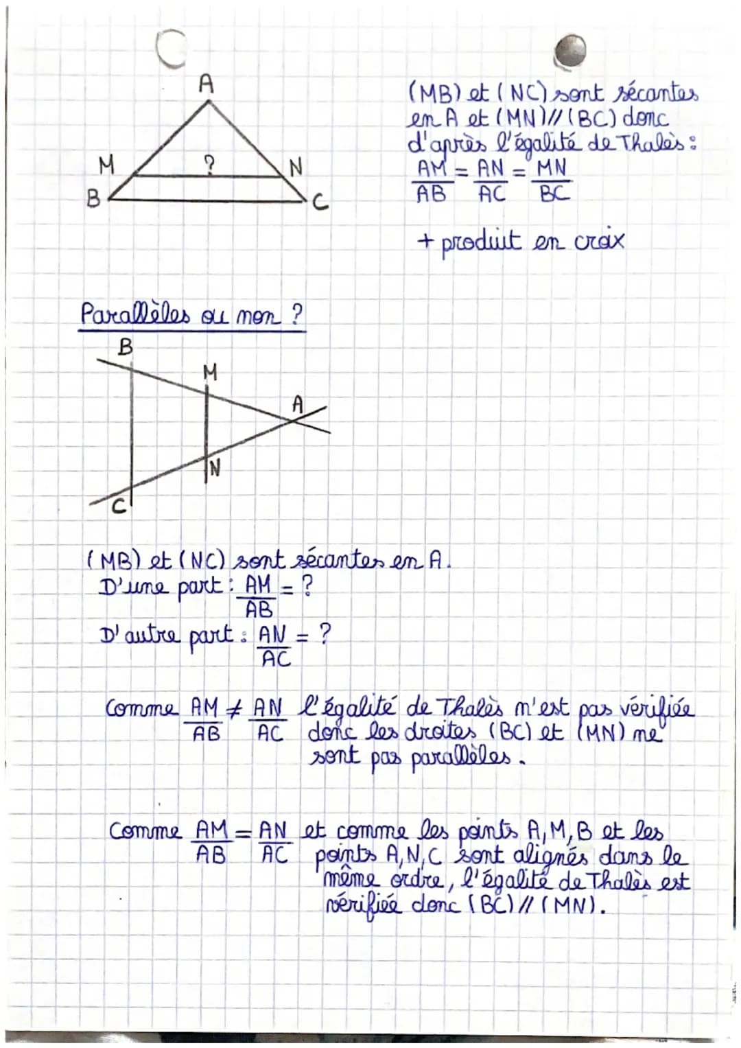 # MATHEMATIQUES
# THALES ET PYTHAGORE

## 1) Pythagore

A

5cm
?

B
C

3 cm

D'après l'égalité de
Pythagore dans le triangle
ABC rectangle e