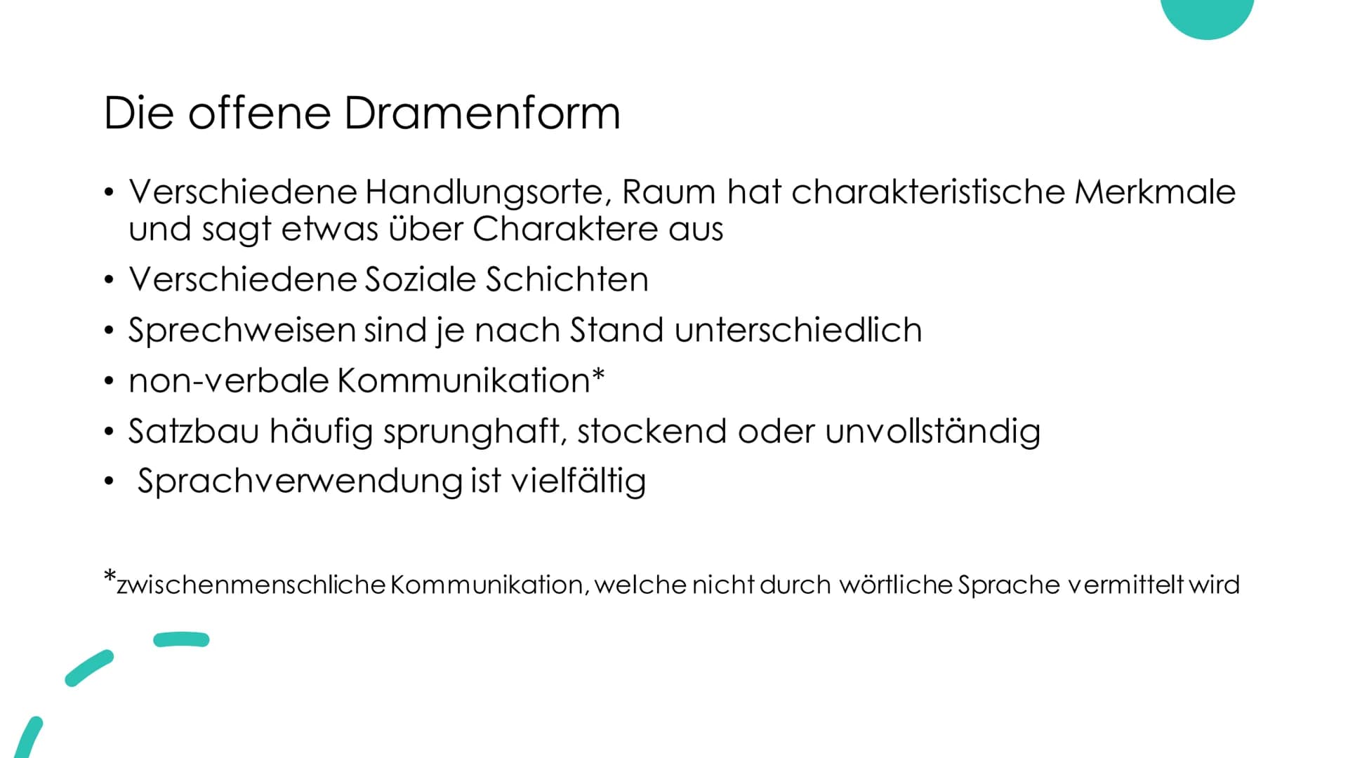 Was ist ein
Drama? - altgriechischen Wort "Dráma" = Handlung
- Grundsätzlich darauf ausgerichtet auf einer Bühne präsentiert zu
werden
- Reg