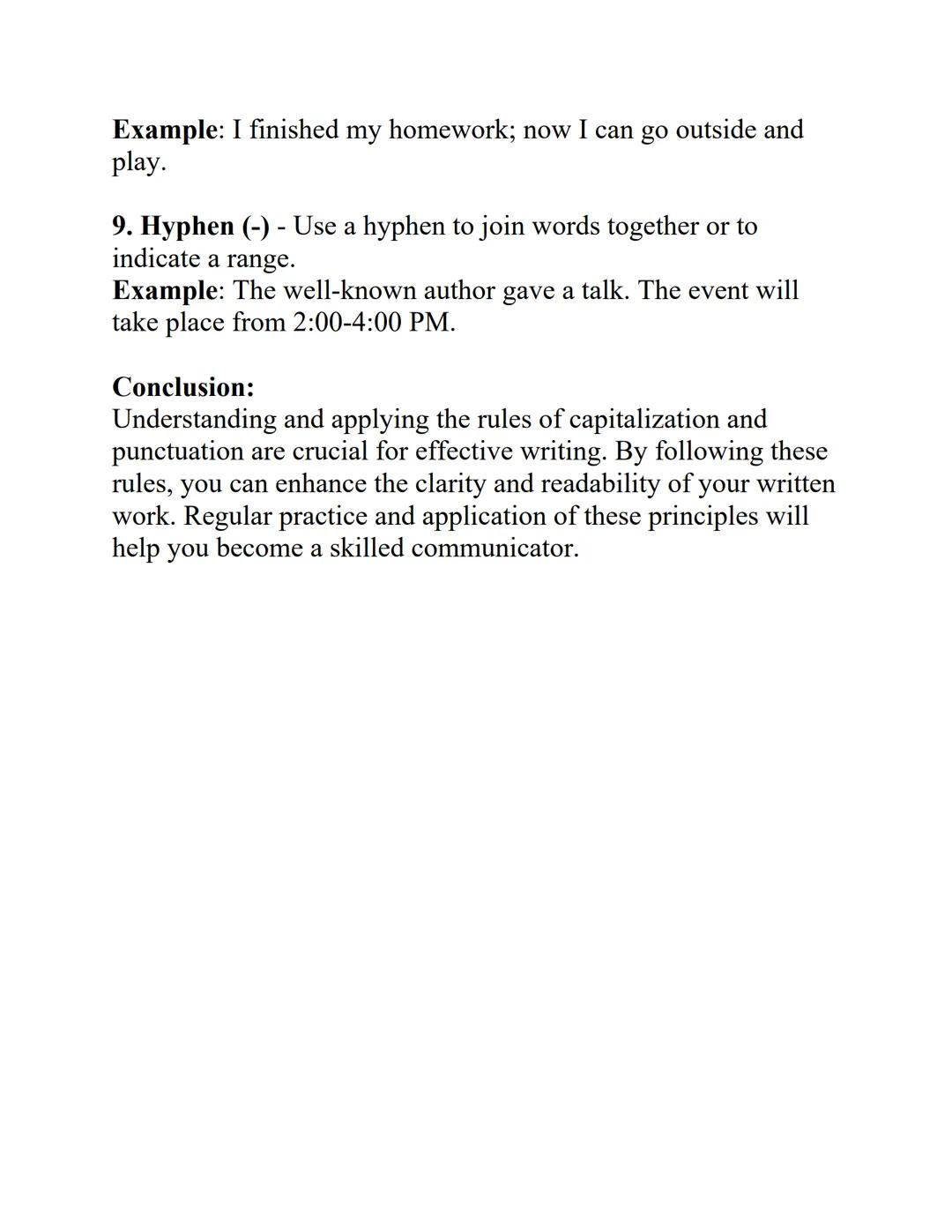 Study Note: Capitalization and Punctuation (Grade 6)

Introduction:
Capitalization and punctuation are essential components of
writing that 