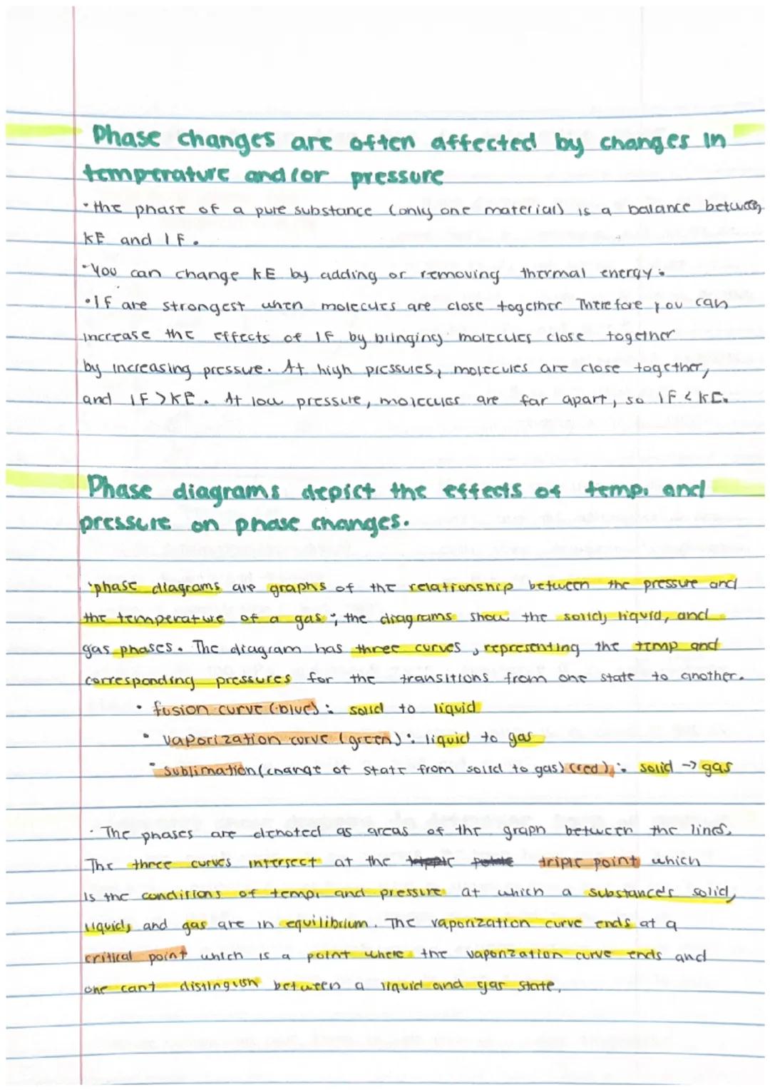 # 1.14 Phase Diagrams

Show
Phase Diagrams


temp.

tell you

phase

pressure.

triple point

Phase diagrams help you visvalize the relation
