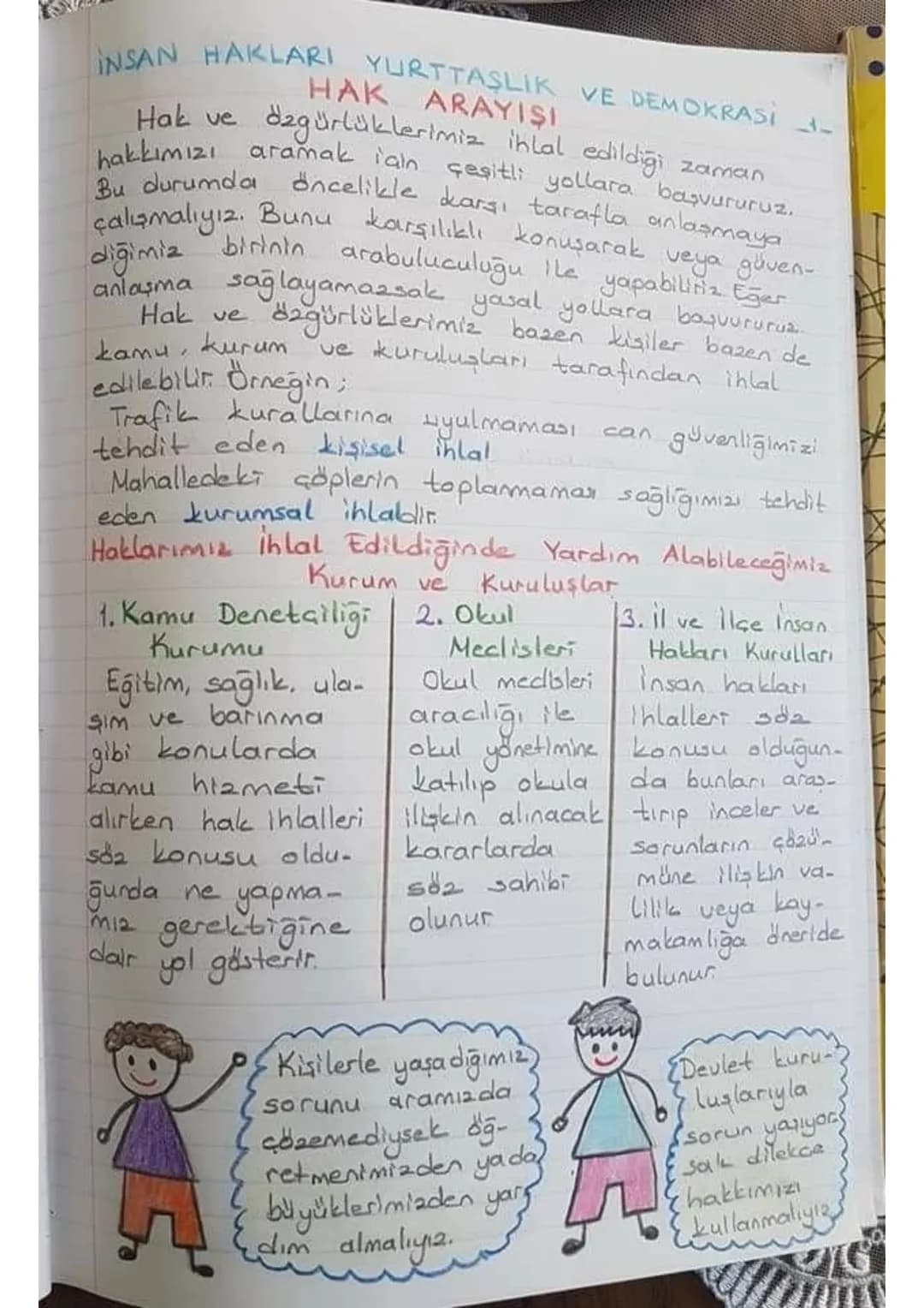 INSAN HAKLARI YURTTASLIK VE DEMOKRASI 1-
HAK ARAYIŞI
Hak ve özgürlüklerimiz ihlal edildiği zaman
hakkımızı aramak için çeşitli yollara başvu