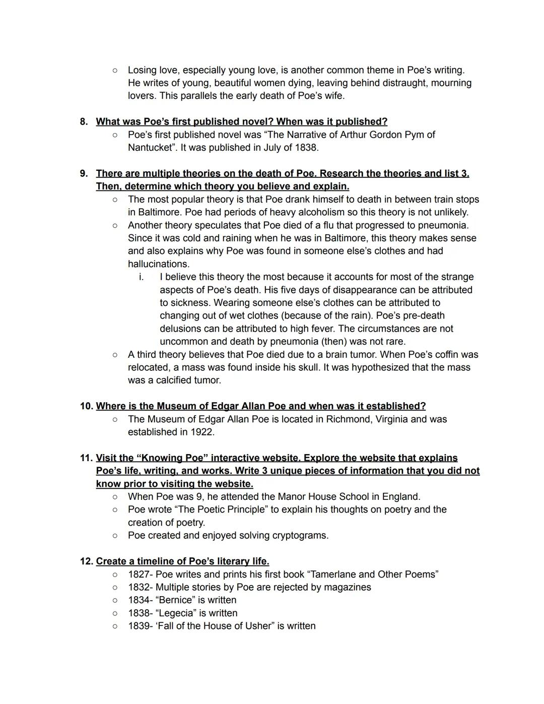 1. Who is Edgar Allan Poe and why is he worthy of researching and studying?
*   Edgar Allan Poe was a poet, short-story writer, critic, and 