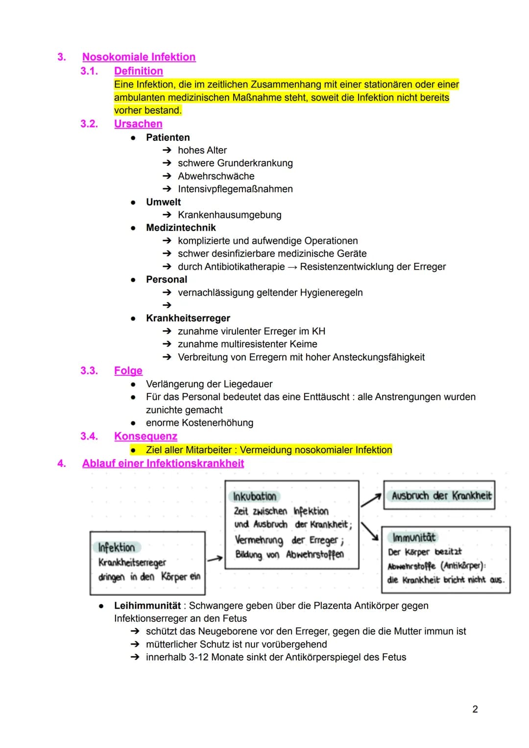 # Infektionslehre

1. Definition

*   Infektion: Eindringen, Anhaften und ggf. vermehren von Mikroorganismen
    (Bakterien, Viren, Pilze un