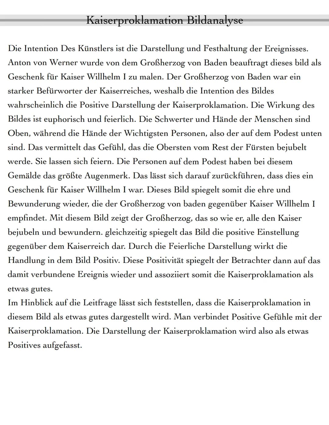 # Kaiserproklamation Bildanalyse

Kaiser Willhelm I

Kronprinz Friedrich

Fürst Otto von Bismark

Friedrich I von Bade

Helmut von Moltke # 