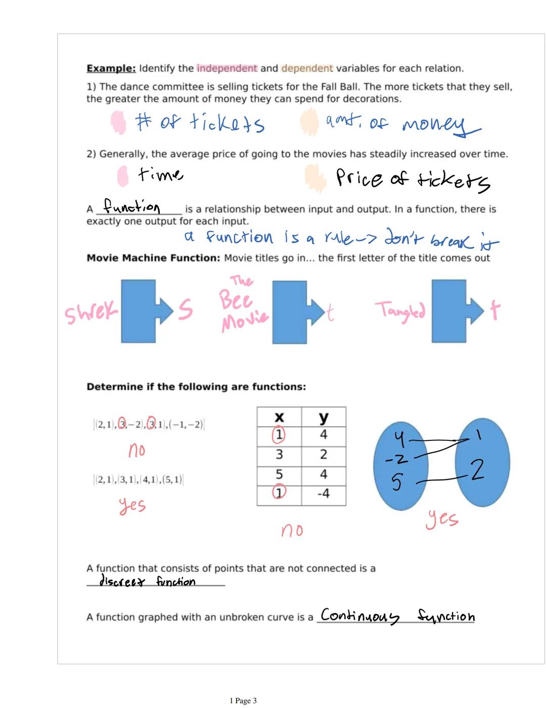 Advanced Algebra 1
Name

1.6-1.7: Relations and Functions

I can... Determine whether a relation is a function.

A Coordinate plane
 is form