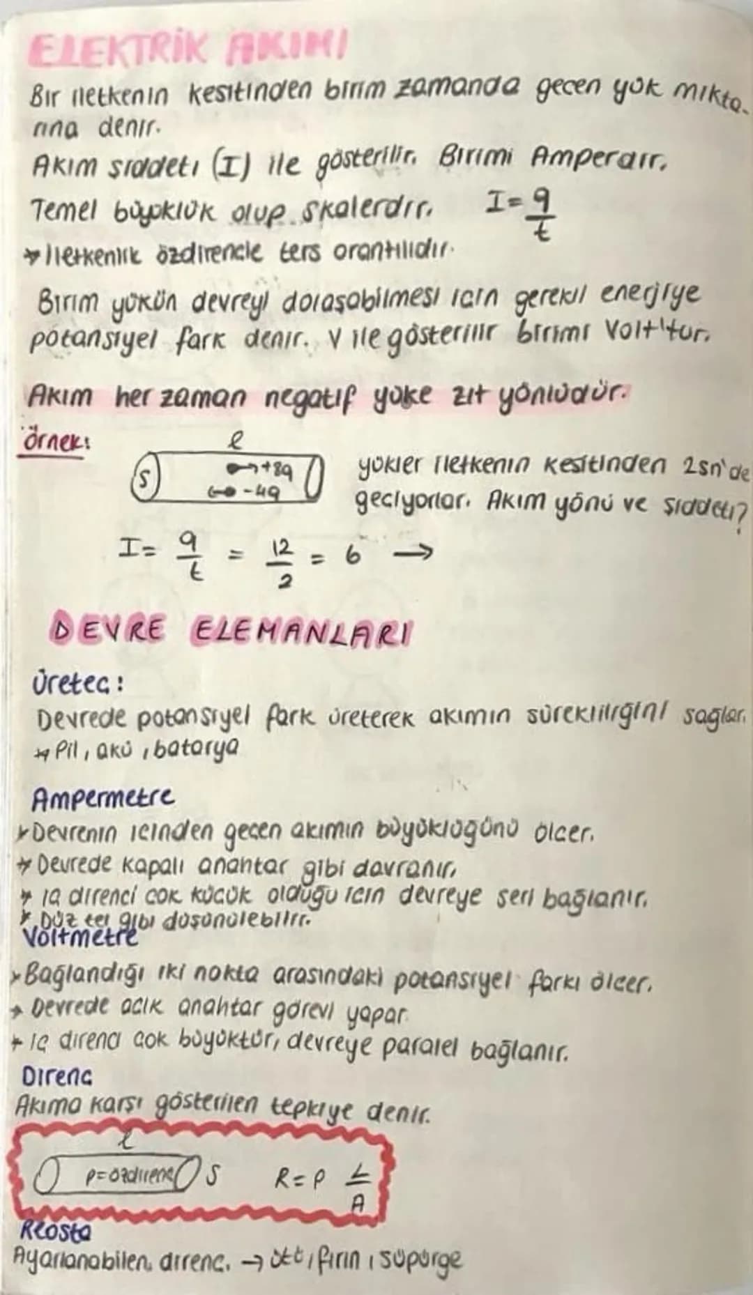 # ELEKTRİK AKIMI

Bir lletkenin kesitinden birim zamanda gecen yok mikto.
rina denir.

Akım siddetı (I) ile gösterilir. Birimi Amperaır,

Te
