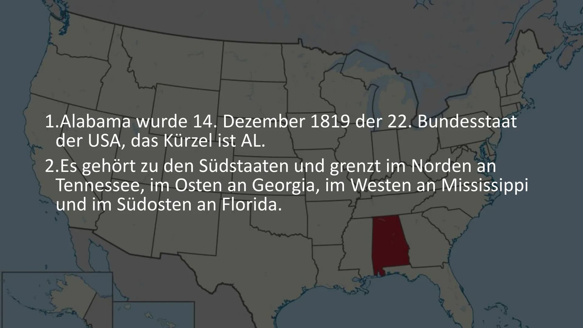 # Der

# Bundesstaat

# Alabama

Von Maurus Kurzmeier

Welcome to

Sweet Home
Alabama

Governor Kay Ivey Inhaltsverzeichnis

• Name
• Bevölk