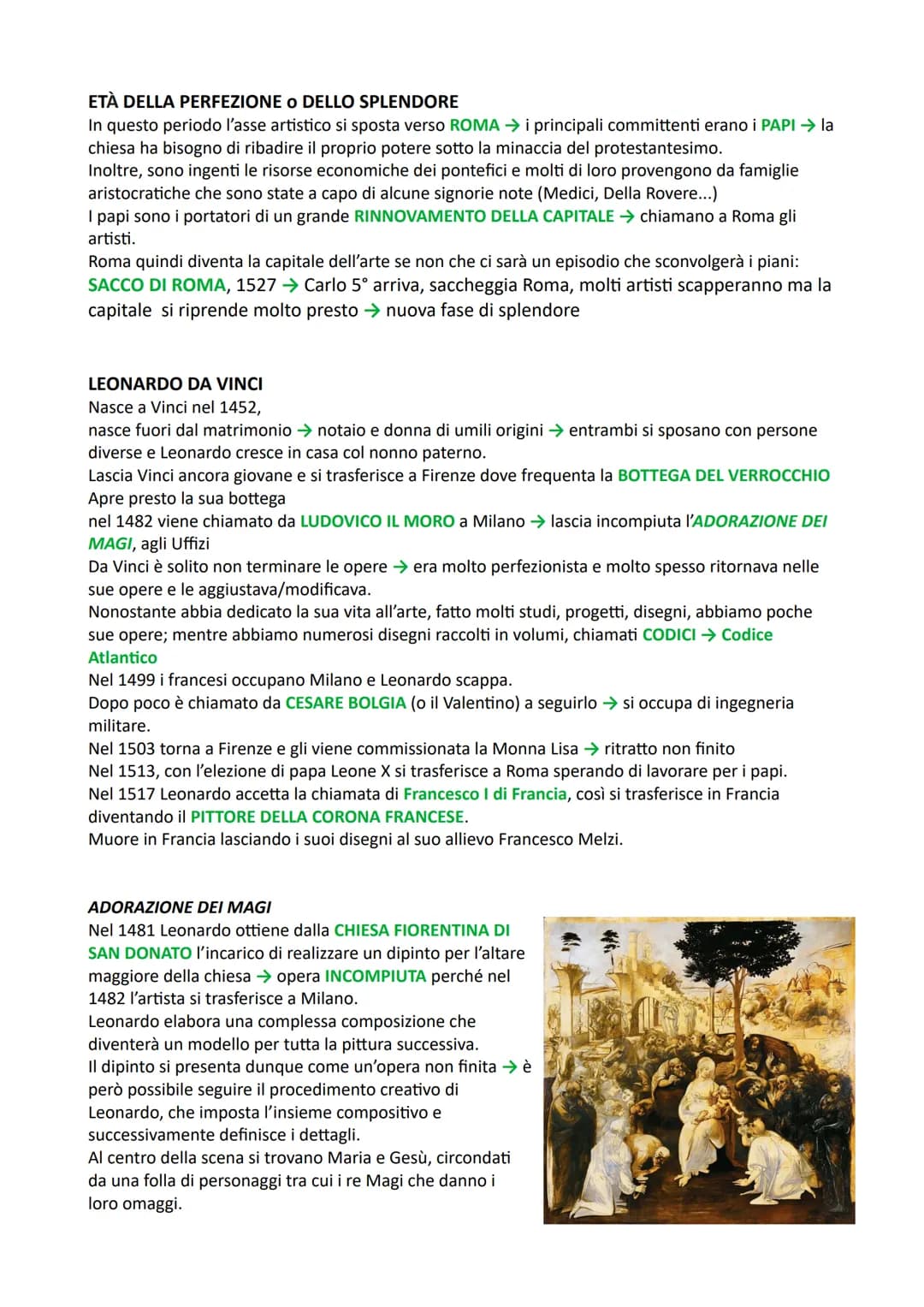 ETÀ DELLA PERFEZIONE O DELLO SPLENDORE
In questo periodo l'asse artistico si sposta verso ROMA → i principali committenti erano i PAPI → la
