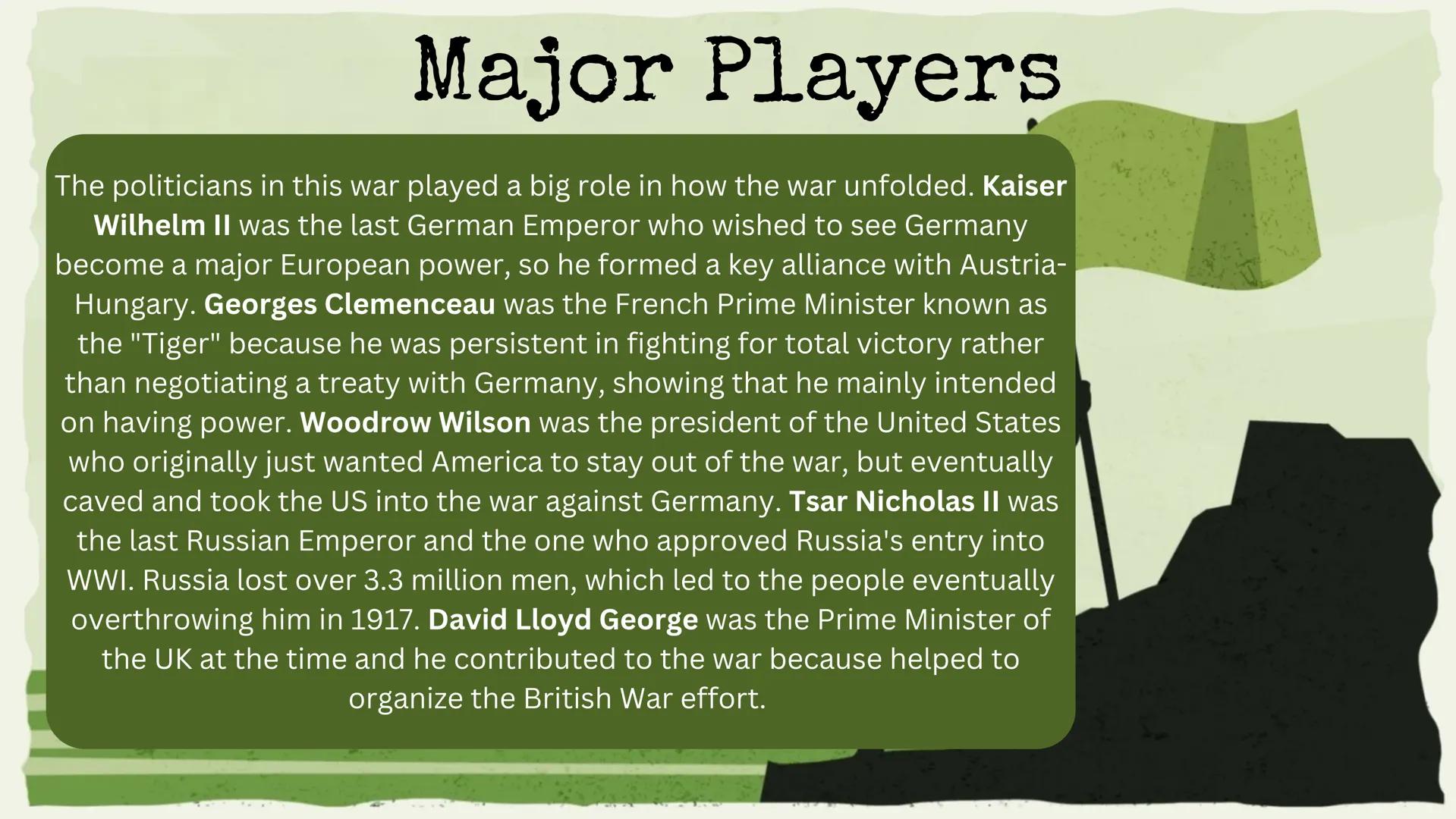 # World War I

By:Megan C # How it started

Archduke Ferdinand

The spark for the beginning of this war was the
assassination of Austria's A