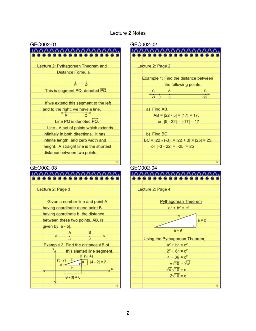 
<p><strong>Lecture 1: Introduction - Points, Segments, and Length</strong></p>
<h3 id="basicgeometryconcepts">Basic Geometry Concepts</h3>
