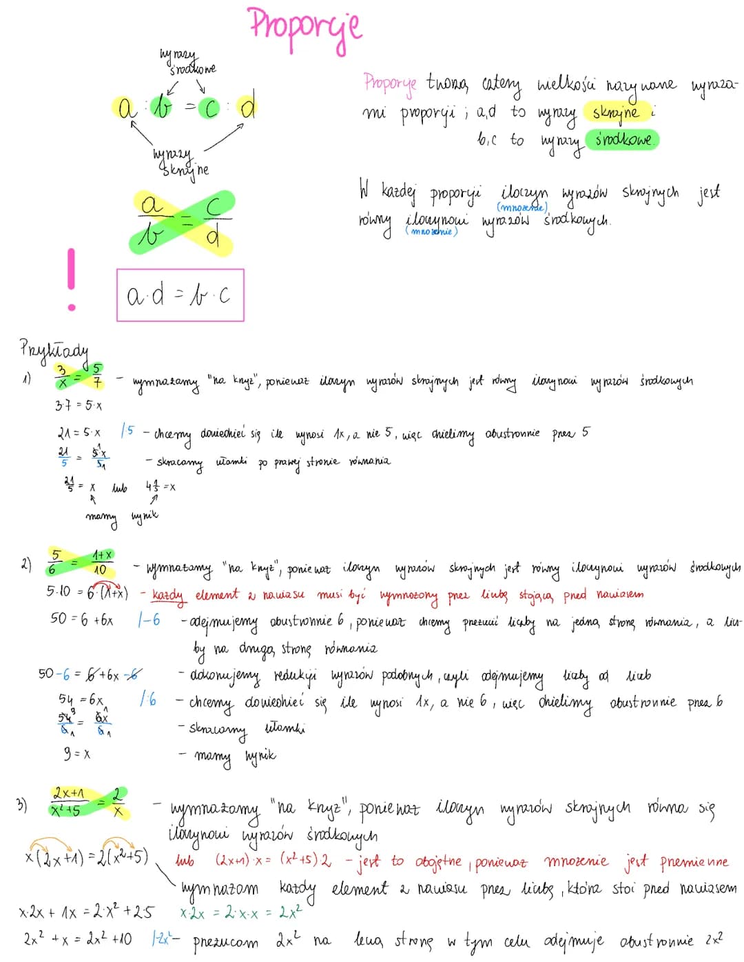 # Proporje

hy razy
środkowe
$a:b=c:d$

hyuzy
Skny ne

$
\frac{a}{b} = \frac{c}{d}$

!

$a \cdot d = b \cdot c$

Proporye tuong catery welko