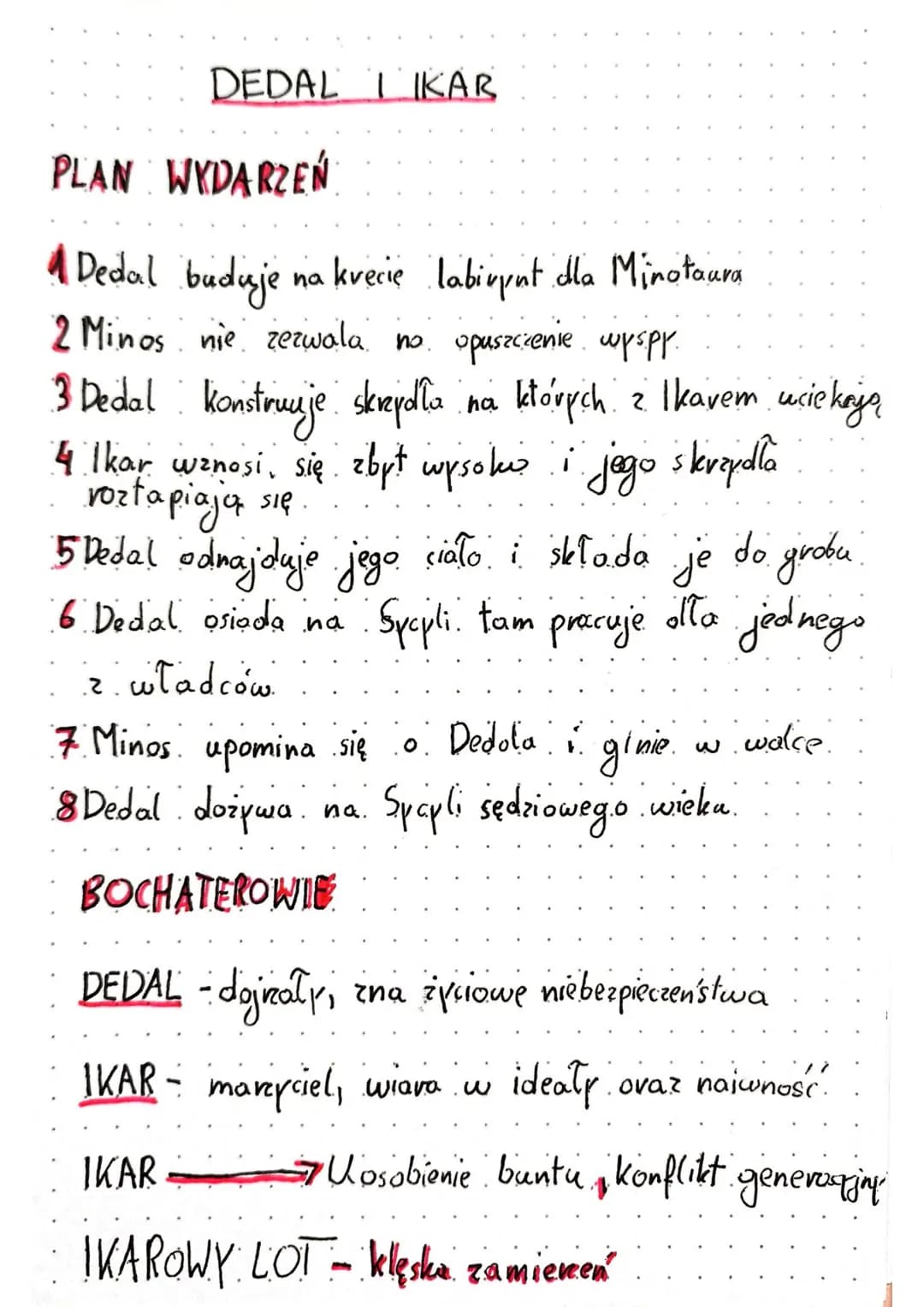 # DEDAL I IKAR

PLAN WYDARZEŃ

1 Dedal buduje na kvecie labirynt dla Minotaura

2 Minos nie zezwala no opuszczenie wyspp.

3 Dedal konstruij