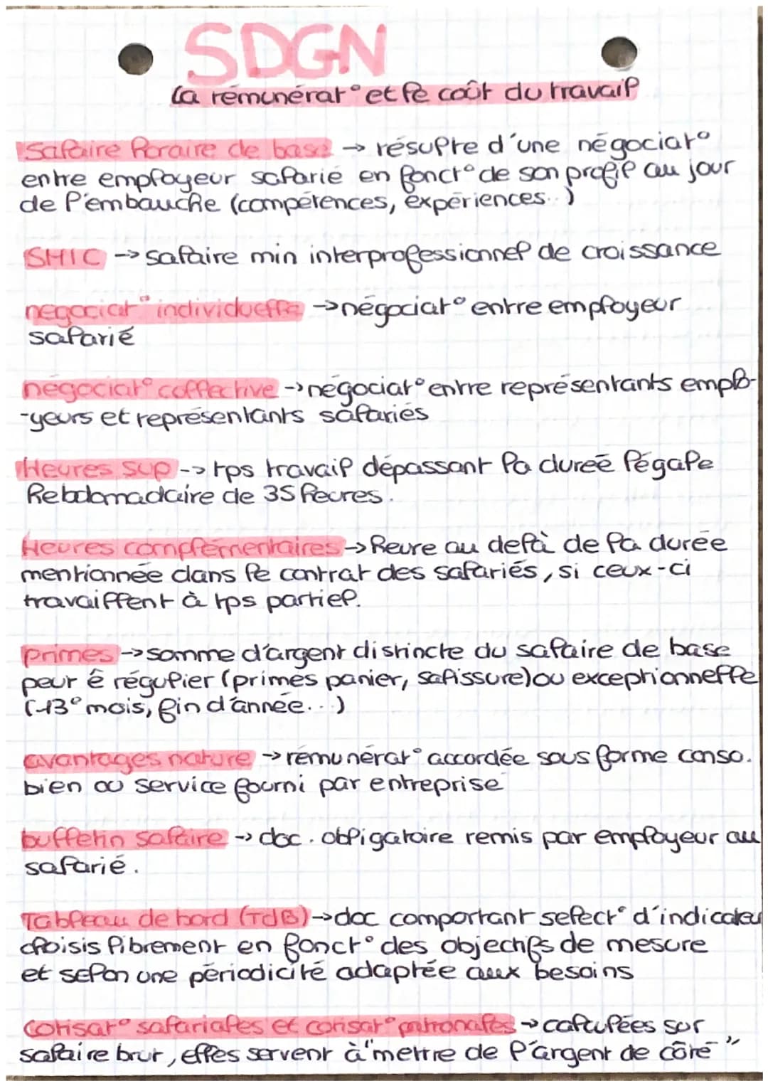 # SDGN
la rémunératet fe coût du travail

Safaire Poraire de base résupre d'une négociat
entre employeur safarie en fonct de son profie au j
