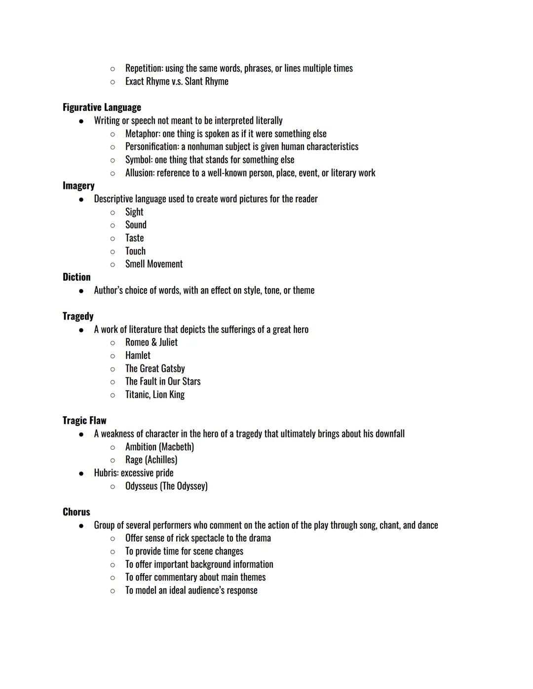 Bella Nesci
World Lit Notes

# Literary Devices
9.16.20

## Theme:
- central message or insight revealed through a literary work
    - Good 