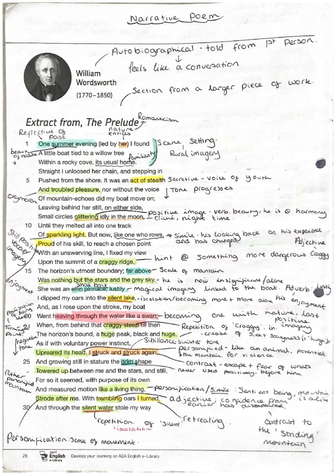Narrative poem

Auto biographical told from 1st person.

William
Wordsworth
(1770-1850)

ل
feels like a conversation

Section from a larger 