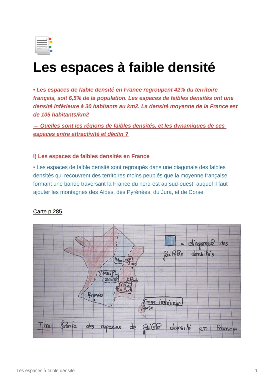 # Les espaces à faible densité

• Les espaces de faible densité en France regroupent 42% du territoire
français, soit 6,5% de la population.