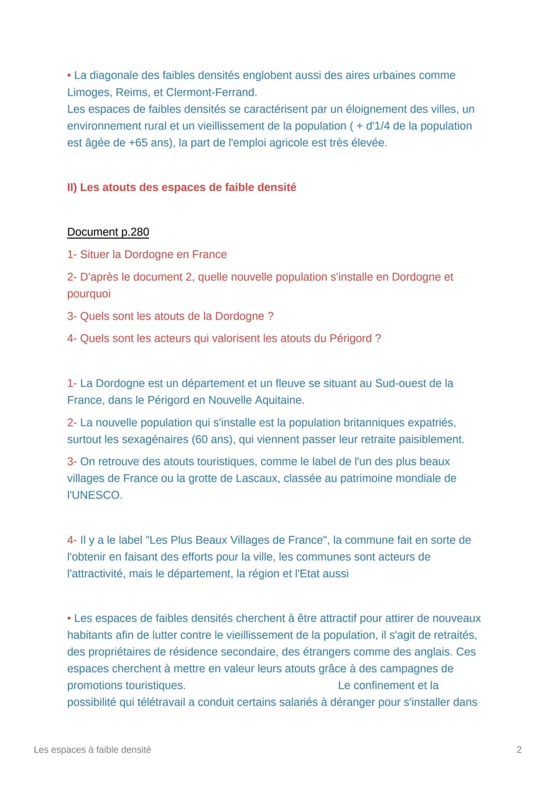 # Les espaces à faible densité

• Les espaces de faible densité en France regroupent 42% du territoire
français, soit 6,5% de la population.