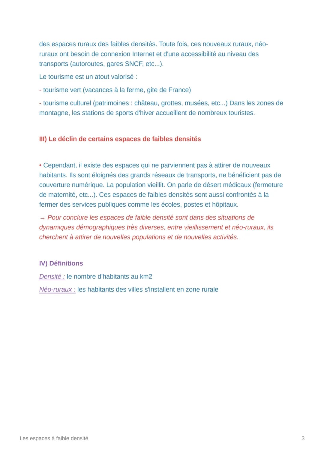 # Les espaces à faible densité

• Les espaces de faible densité en France regroupent 42% du territoire
français, soit 6,5% de la population.