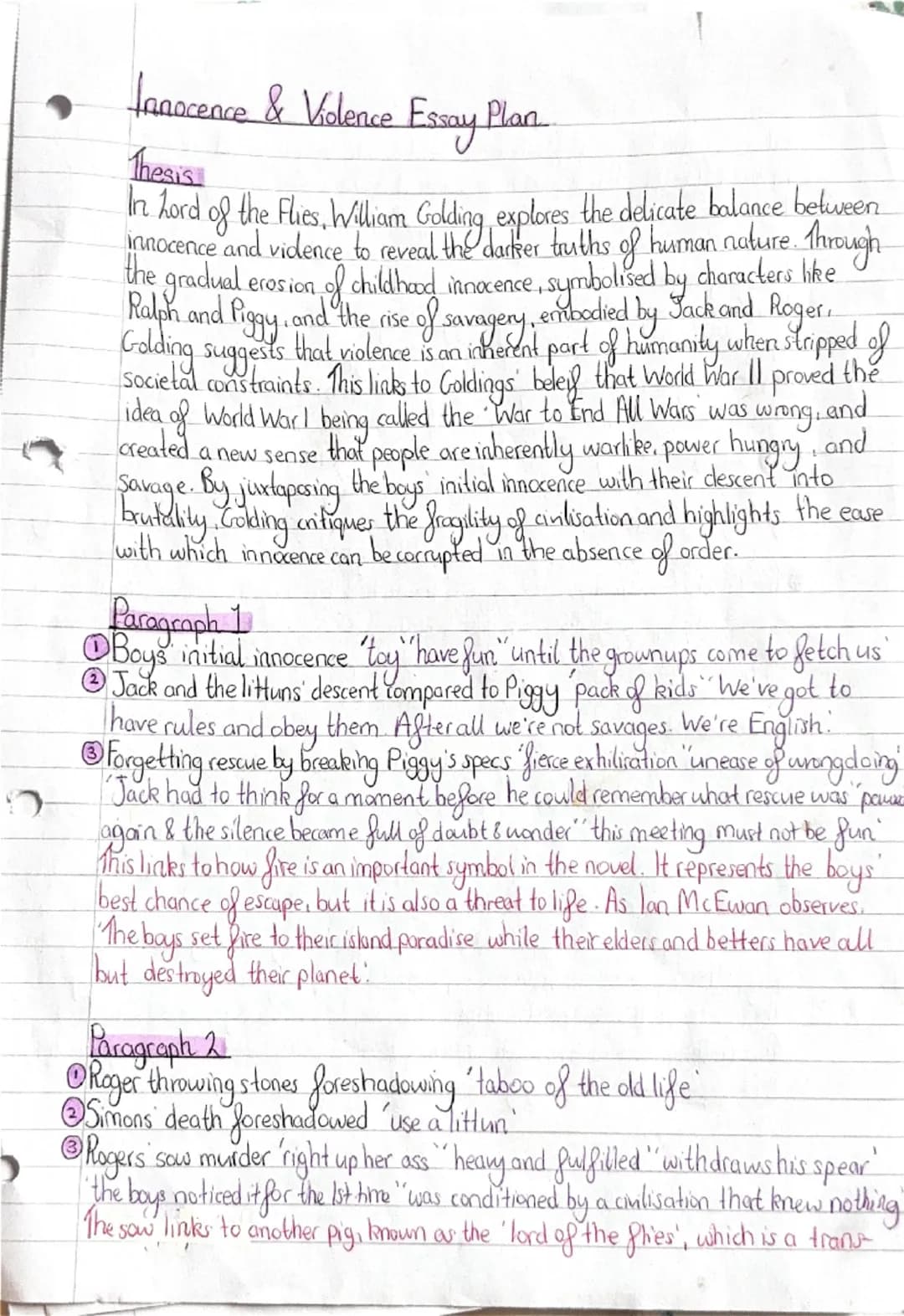 Power & Leadership Essay Plan
Thesis
In Lord of the Flies, William Golding examines the theme of power and leadership to explore the dynamic