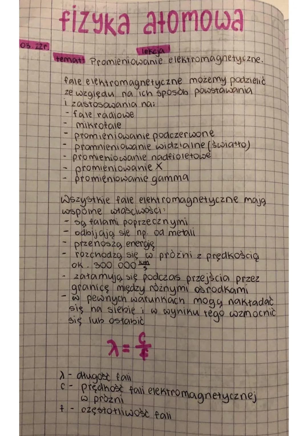 03-22г.
# fizyka atomowa
lekcja
temat Promieniowanie elektromagnetyczne.

fale elektromagnetyczne możemy podzielić
ze względu na ich sposób 