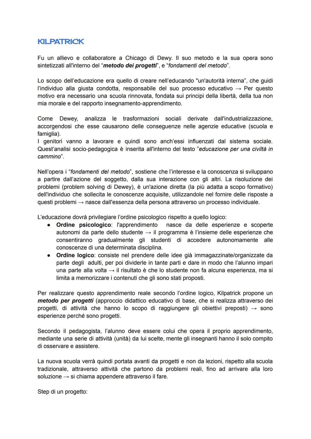 # JOHN DEWEY

John Dewey è il massimo esponente della pedagogia del 900', del pragmatismo americano
e pensatore che più di ogni altro esprim