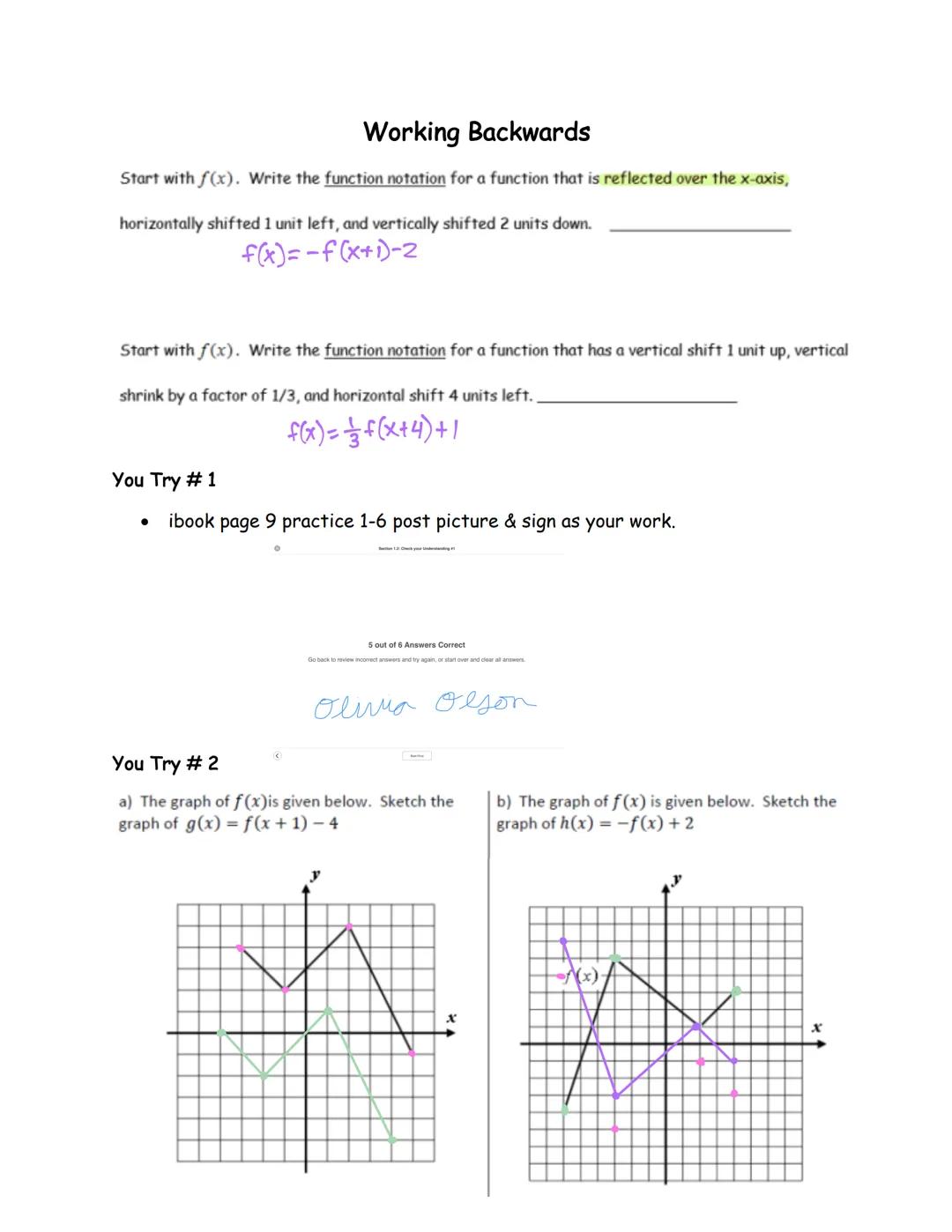 Honors Algebra 2 - Unit 1 Foundations of Functions

1.2.1 Day 1 - Exploring Transformations Notes/Try These

Let's Explore using our calcula