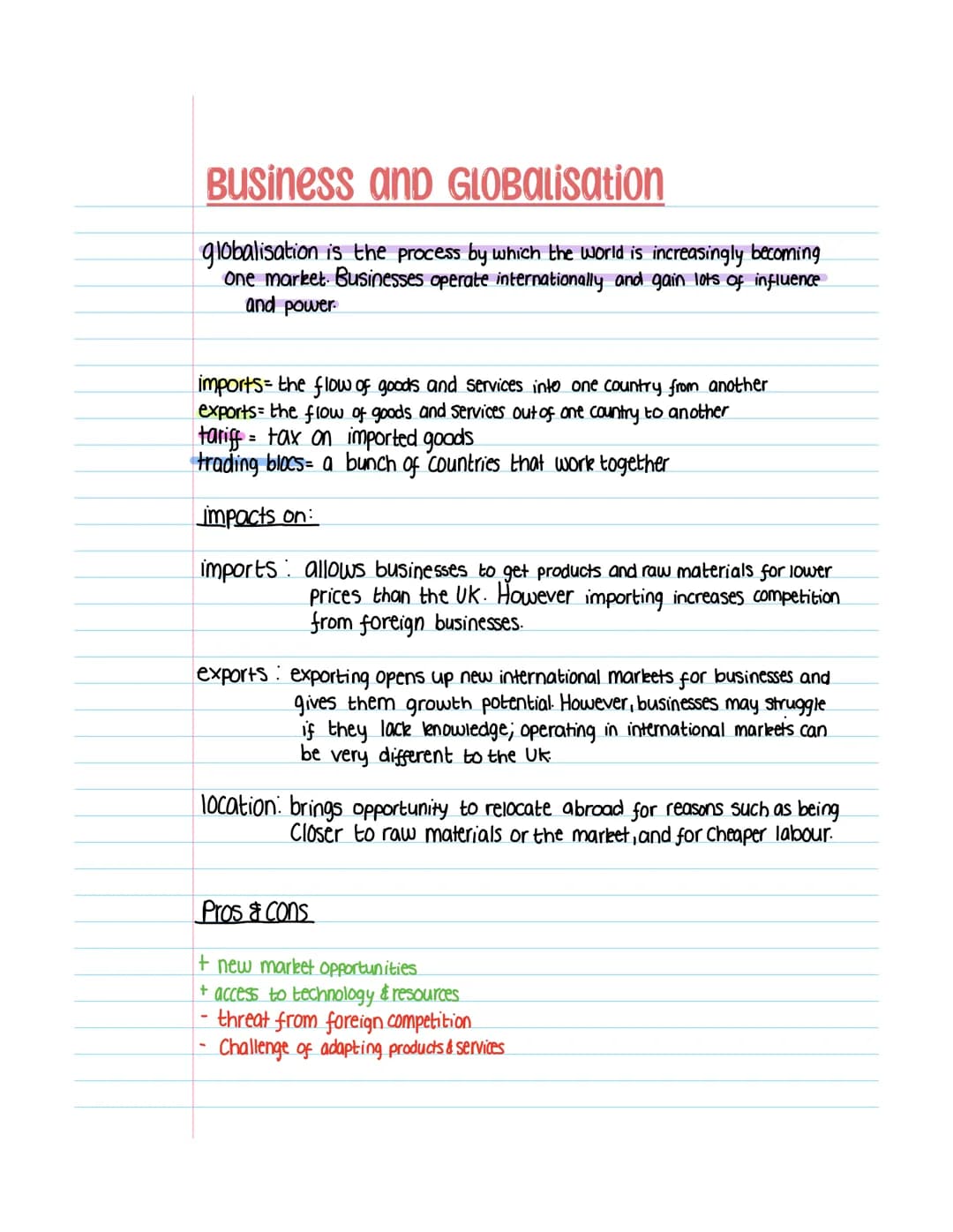 # Business and GLOBALisation

globalisation is the process by which the world is increasingly becoming
One market. Businesses operate intern