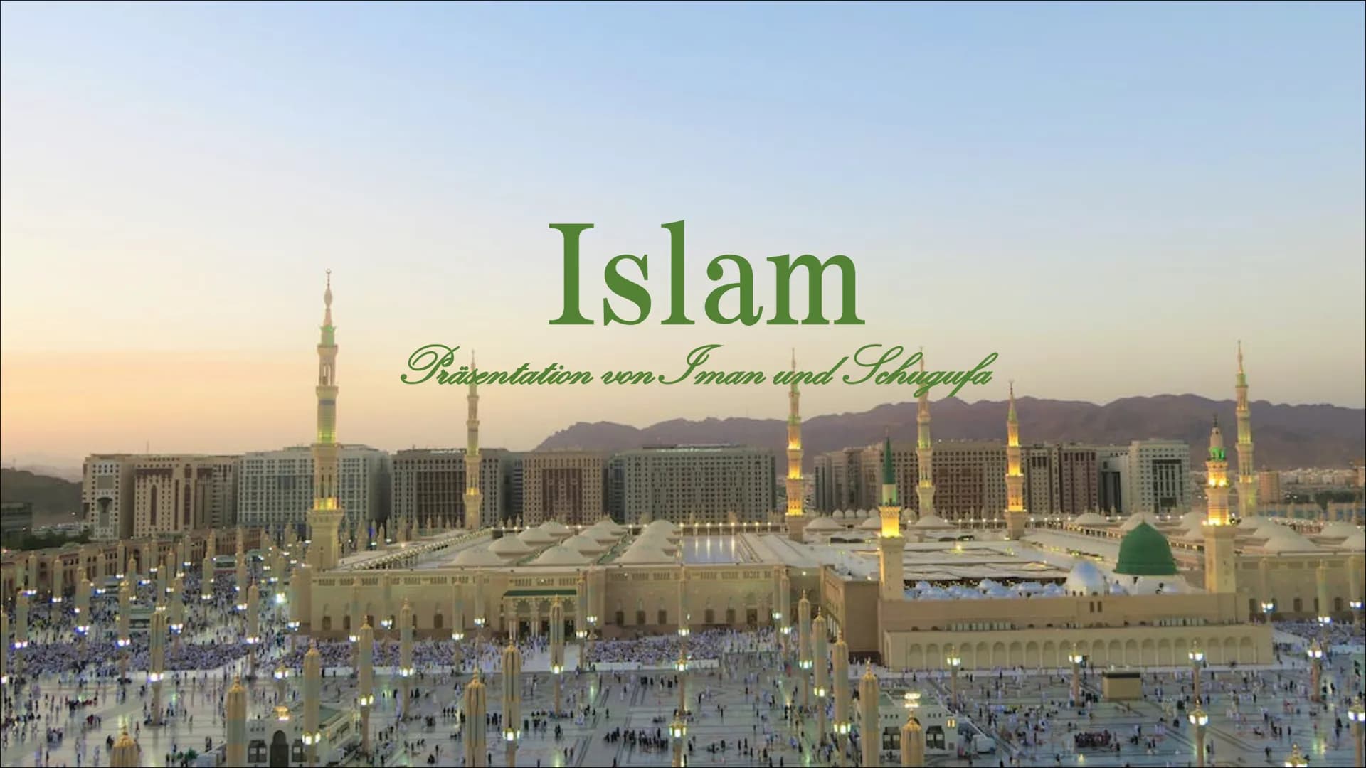# Islam

Präsentation von Iman und Schagufta Inhaltsverzeichnis

* Die Geschichte und die Entstehung des
Islams
 * Unser Gott
* Die Prophete