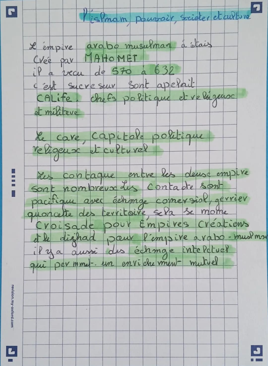 PisPmam pourroir, societer et culture

I empire avabo musulman a stais.
Crée par MAHOMET
ip a vecu
de 570
a
632
c'est sucre sur sont apelait