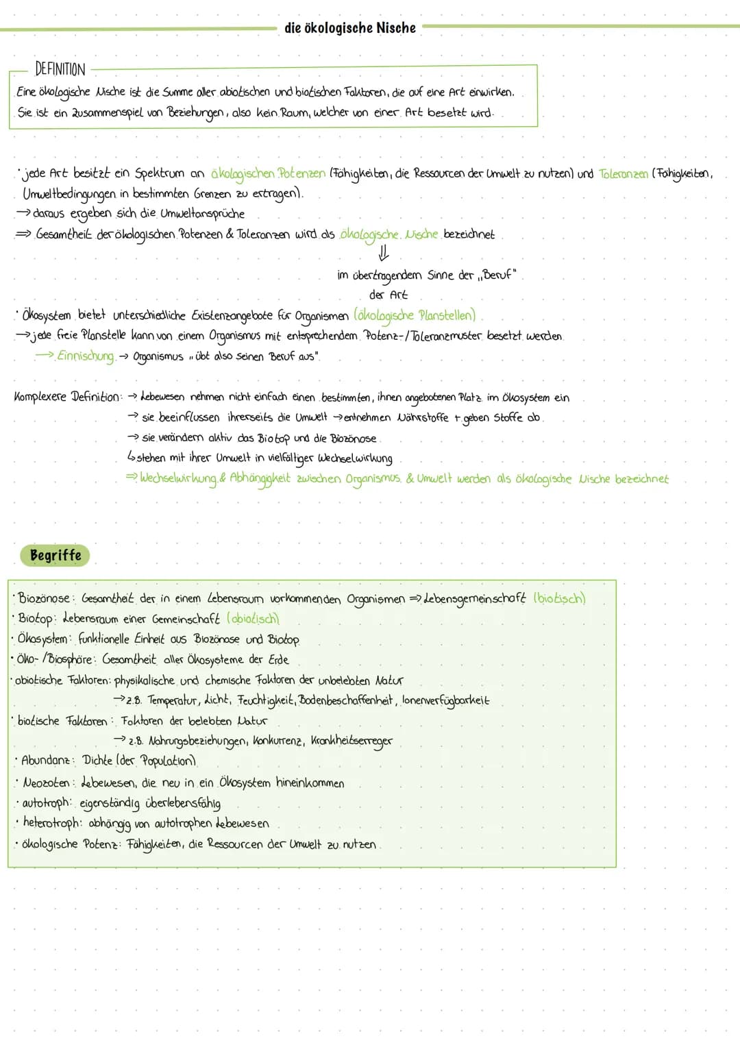 # Ökologie

INFO
- beschäftigt sich mit den
Wechselbeziehungen zwischen Organismen
und ihrer Umwelt

Ebenen

- Autökologie einzelner Organis