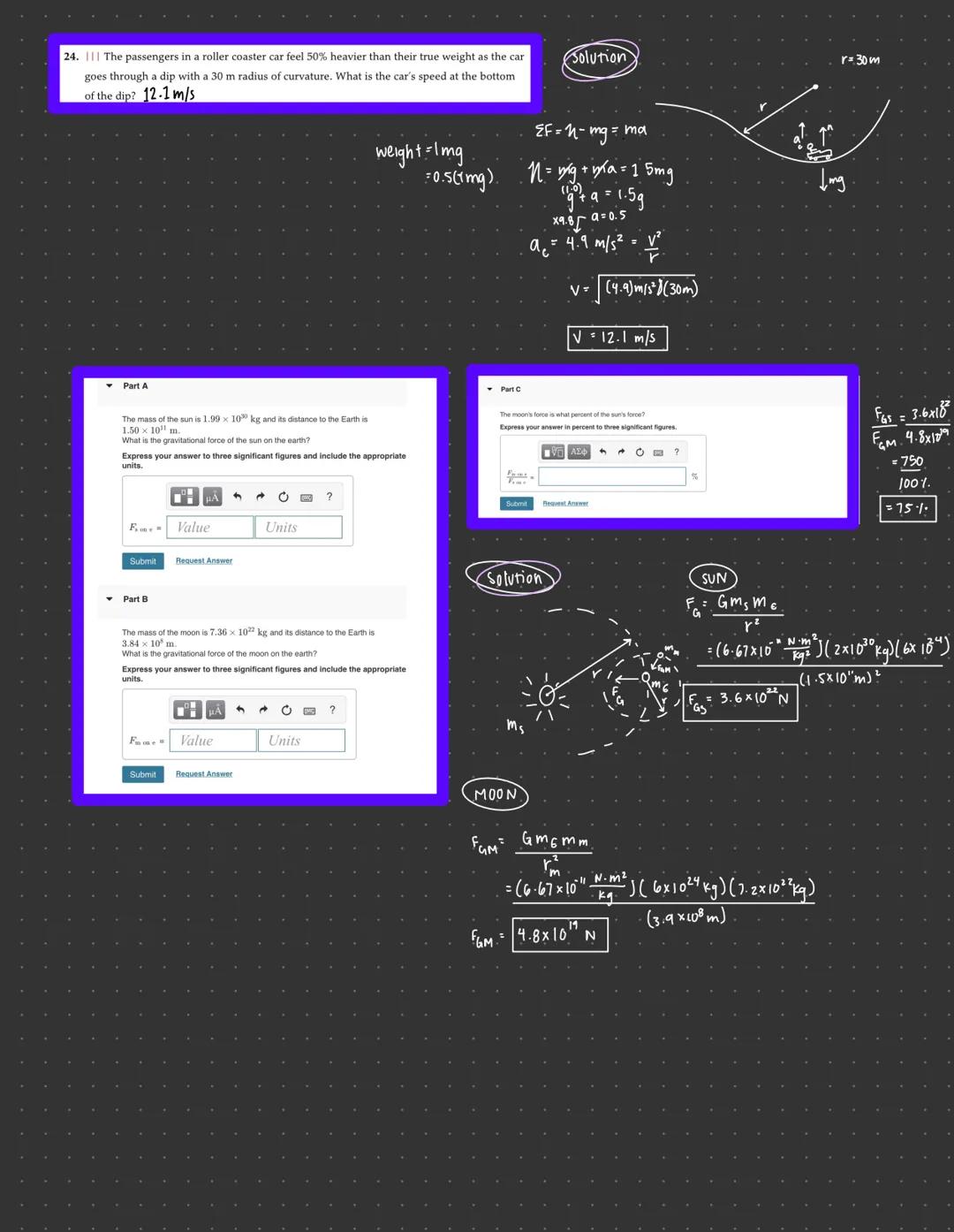 -Chapter(@

Banked TURN ex:

Circular Motion

V=Const.

CAR

(tives + Road)

EF=FFma

yn ymg mv

Vertical circular
MOTION:

v=$\sqrt{Mgr}$.
