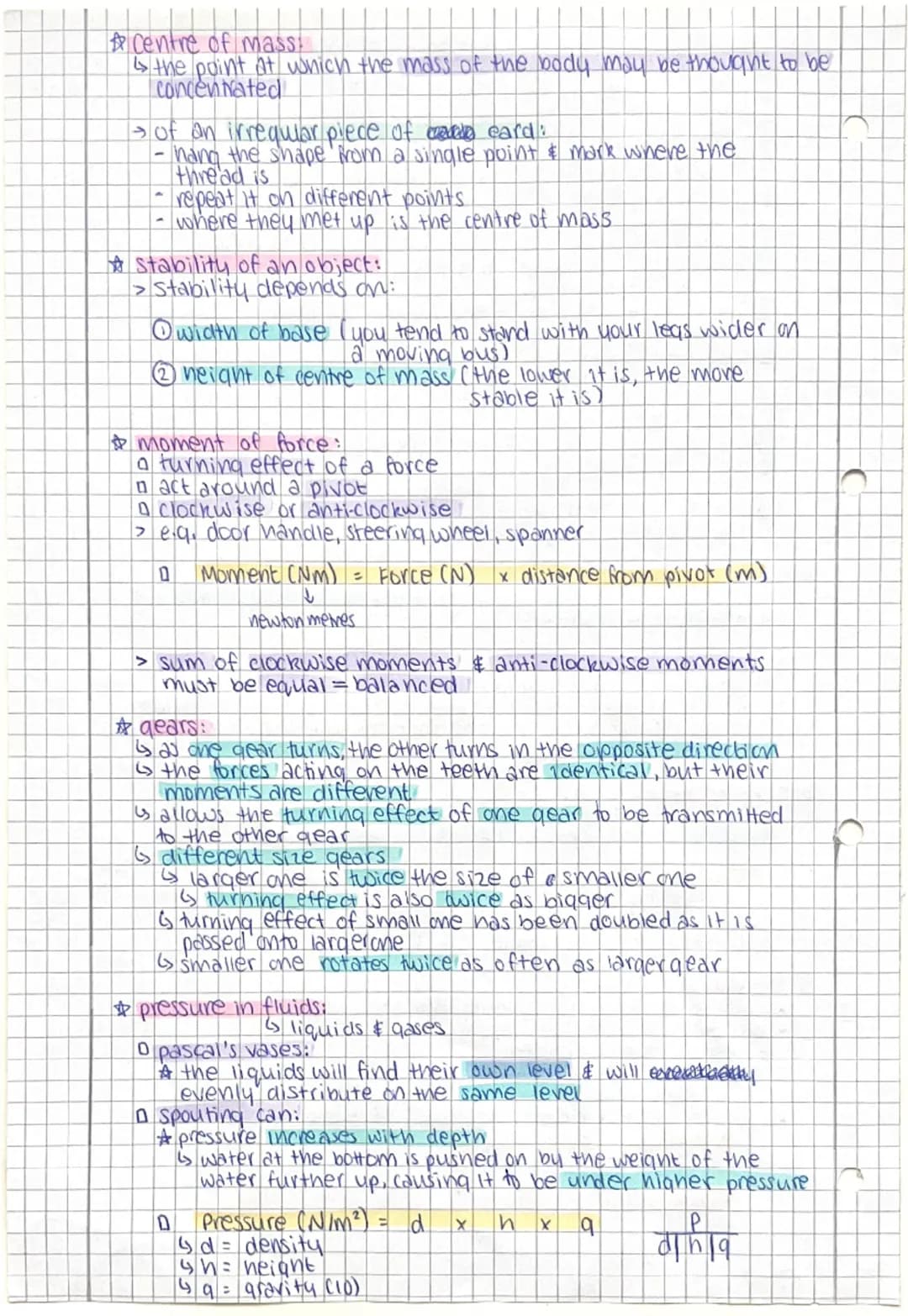 # PHYSICS REVISION
* Solids, liquids & gases:

  * solids - closely packed together - cannot be easily compressed.
    - vibrate around thei