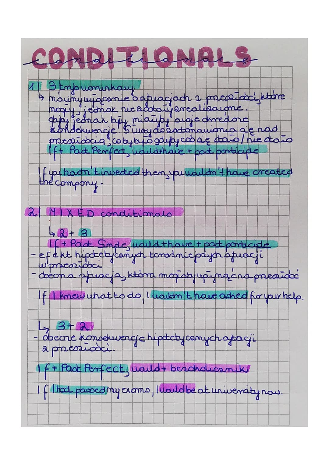 # CONDITIONALS

13 tmp voninkary

$
\rightarrow$

mauny wjącenie & apuacjach z preorianci, które
mogły, jcomak nic acotary arealisaione.

$

