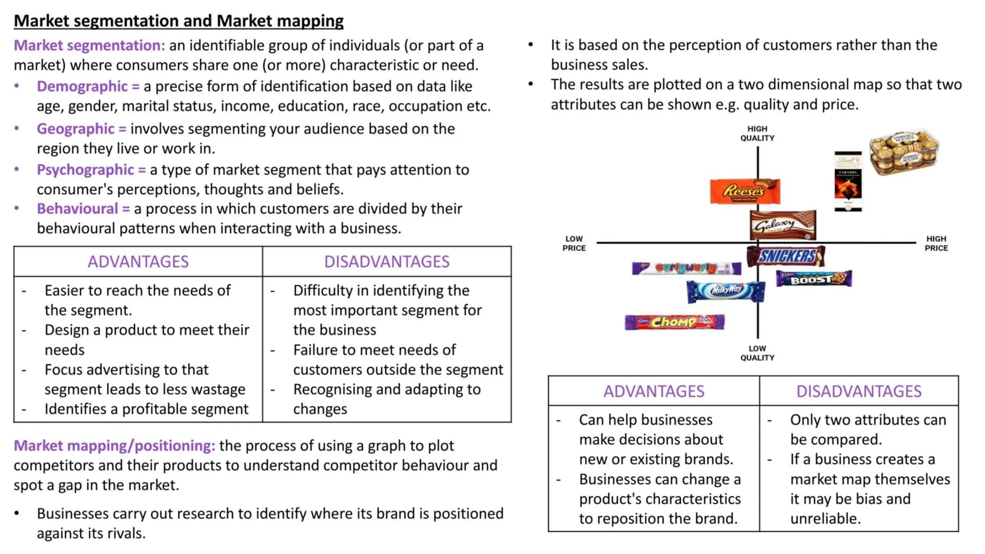 # Market segmentation and Market mapping
Market segmentation: an identifiable group of individuals (or part of a
market) where consumers sha