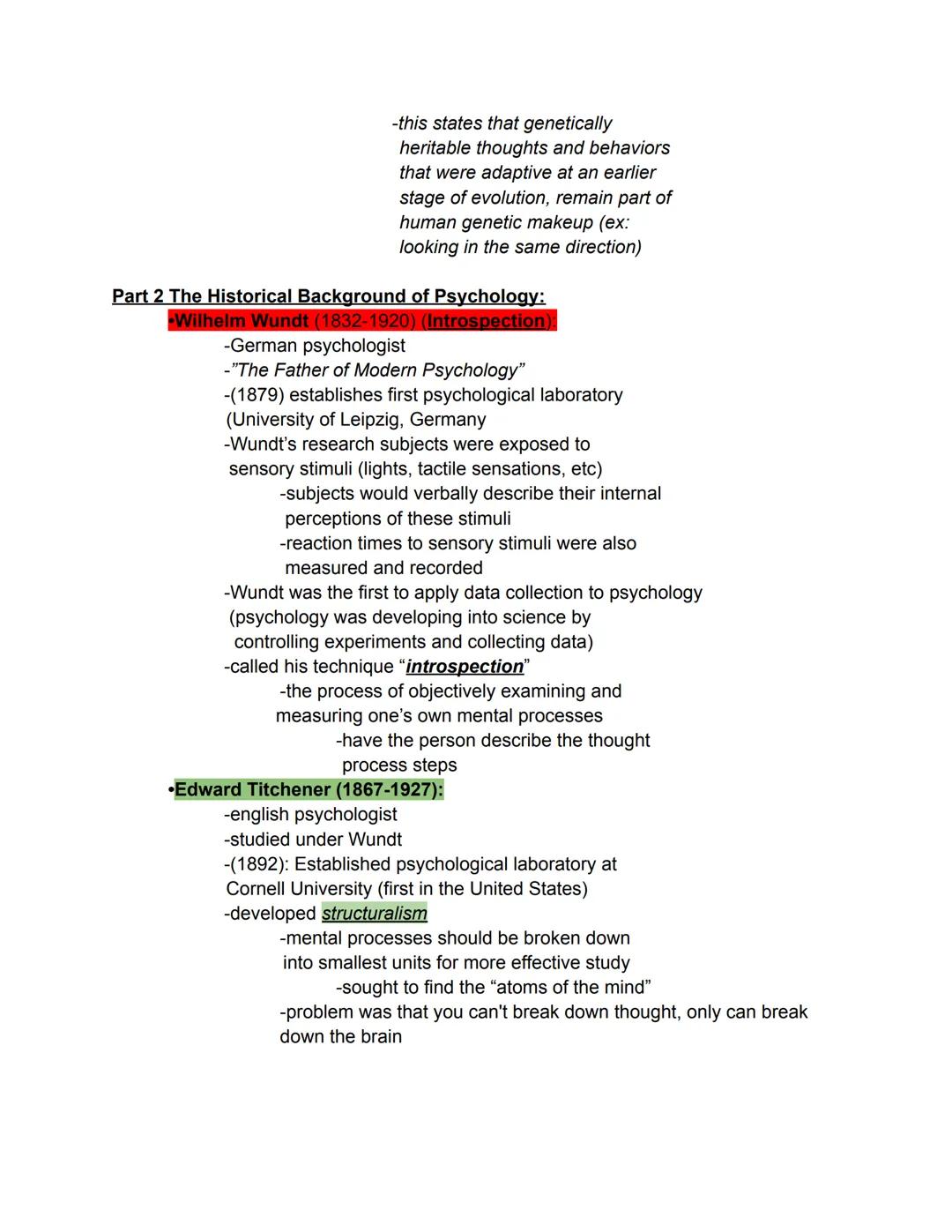 AP Psychology Unit 1 Part 1-7

Part 1: The Scientific Foundations of Psychology:
•psychology- the scientific study of behavior and
mental pr